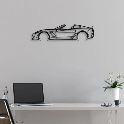 C7 Z06 Top off 2 Classic Silhouette Metal Wall Art - Automotive Garage Decor