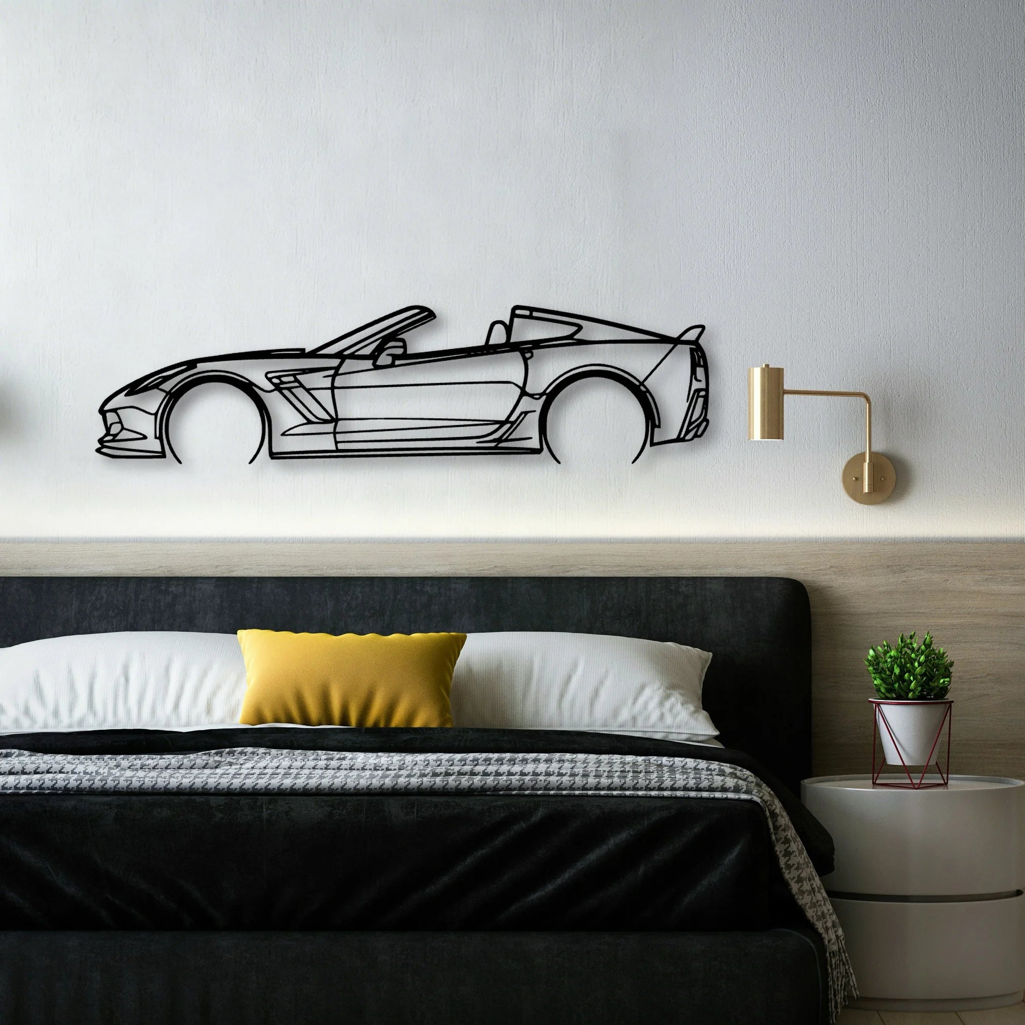 C7 Z06 Top Off 2 Classic Silhouette Metal Wall Art - Automotive Garage Decor
