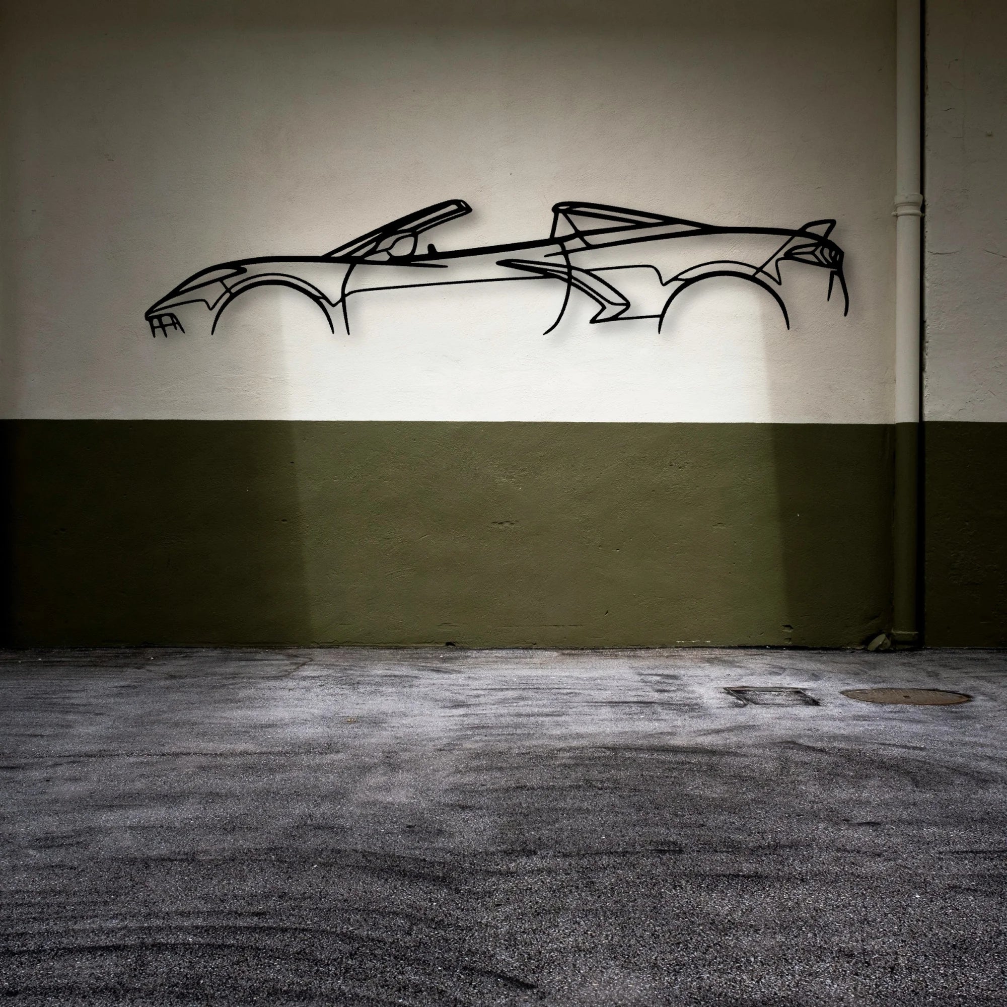 C8 2023 Convertible Classic Silhouette Metal Wall Art - Automotive Garage Decor