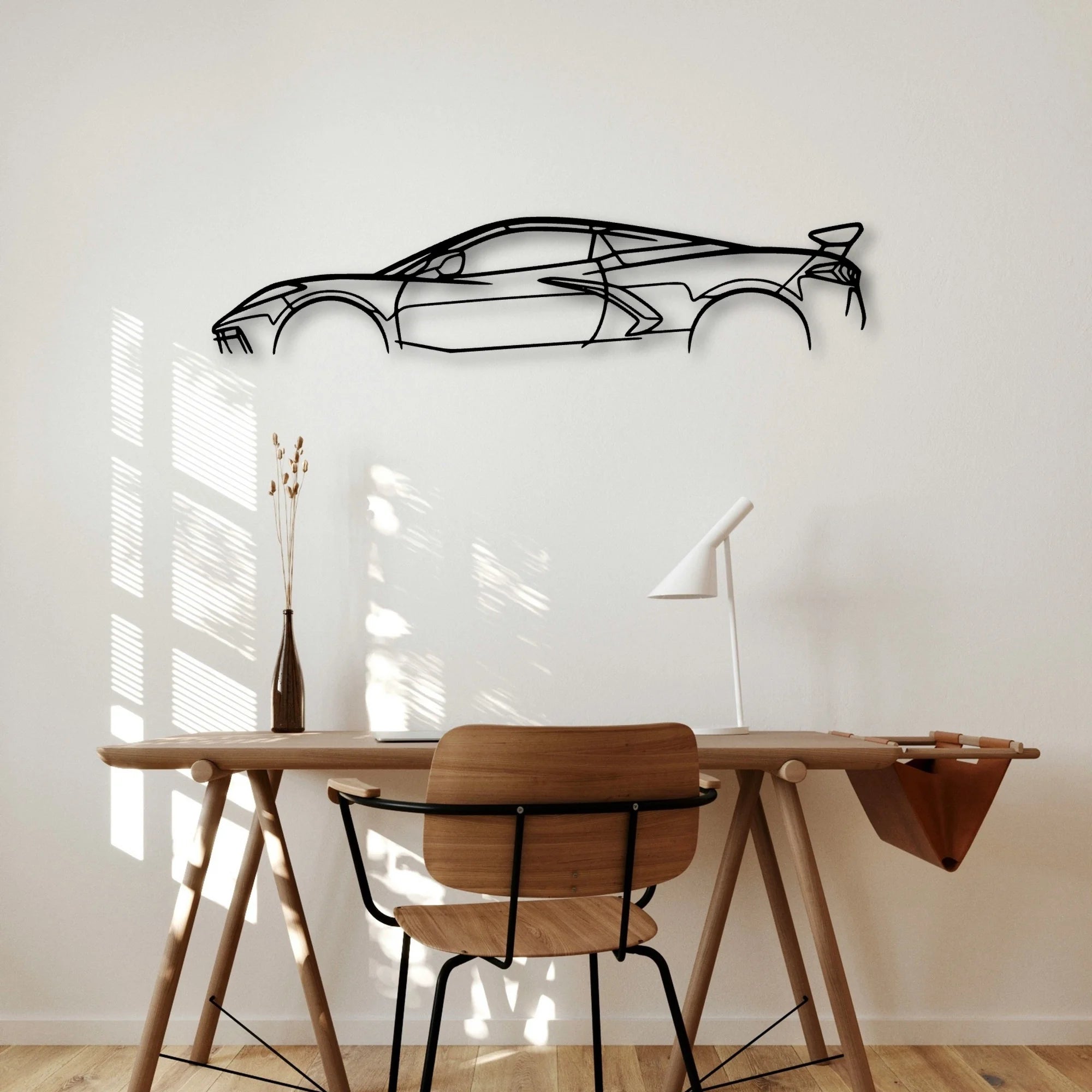 C8 7 Classic Silhouette Metal Wall Art - Automotive Garage Decor