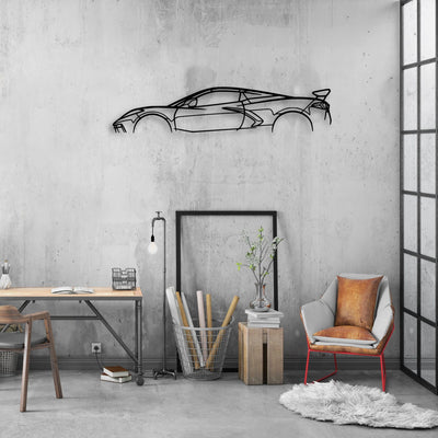 C8 7 Classic Silhouette Metal Wall Art - Automotive Garage Decor