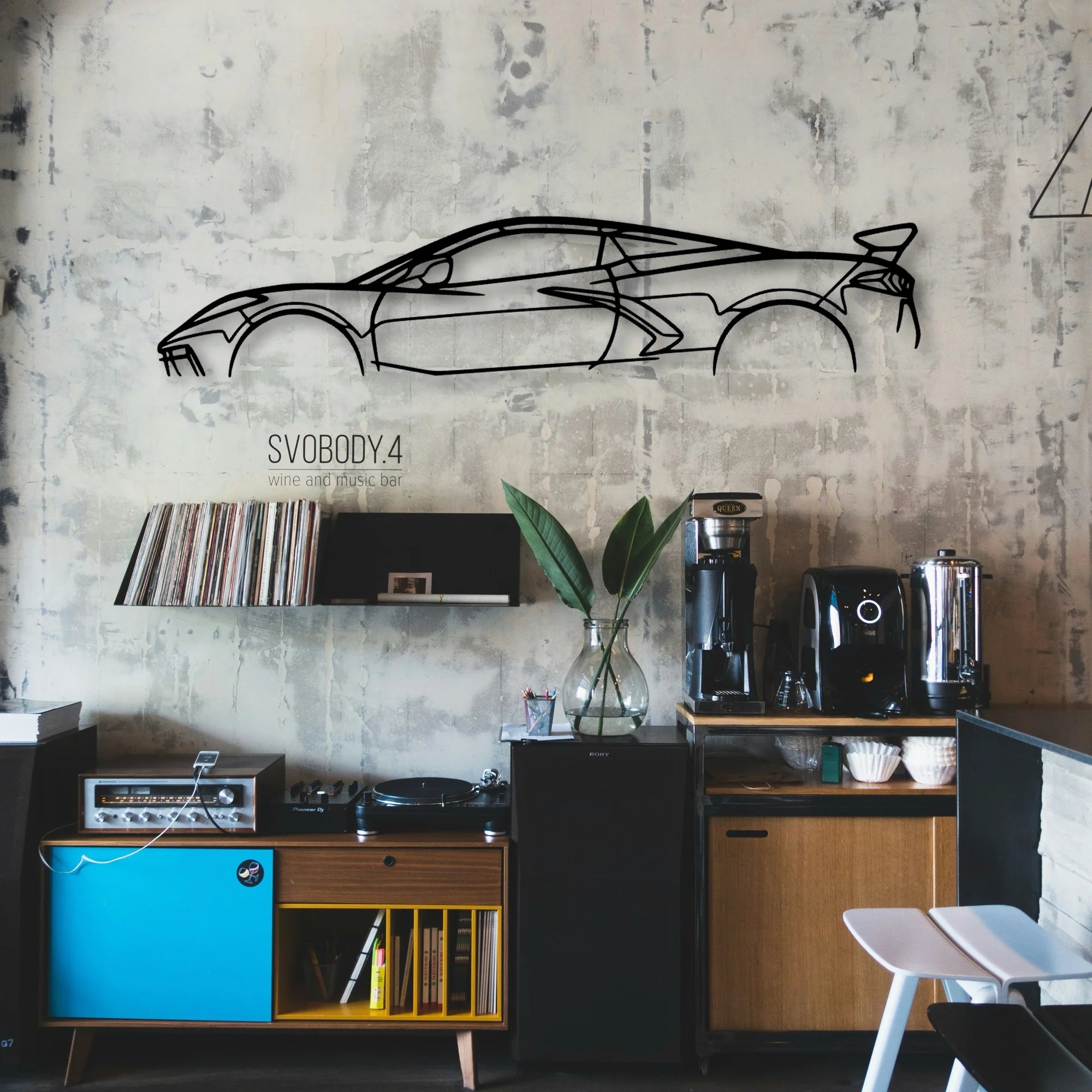 C8 7 Classic Silhouette Metal Wall Art - Automotive Garage Decor