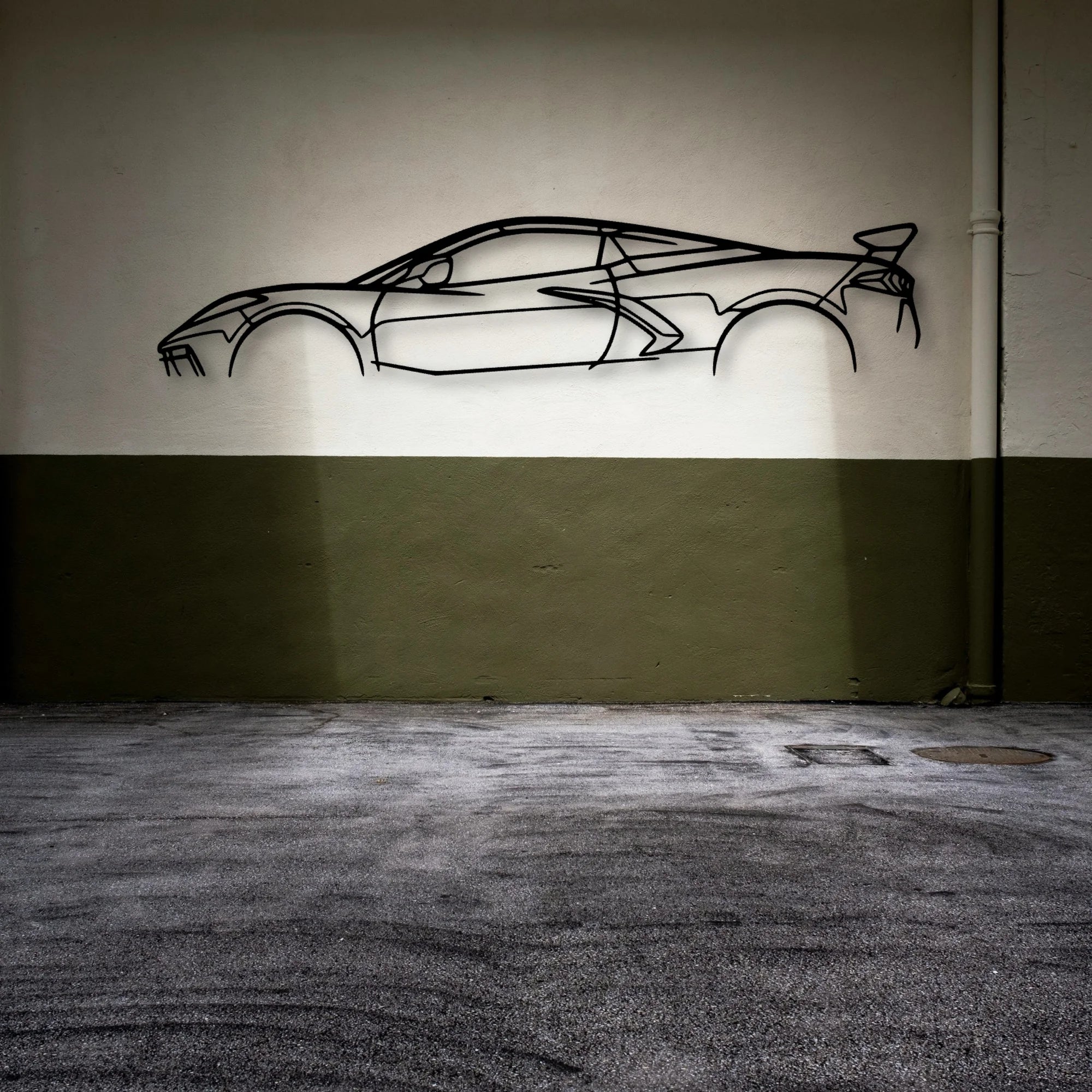 C8 7 Classic Silhouette Metal Wall Art - Automotive Garage Decor