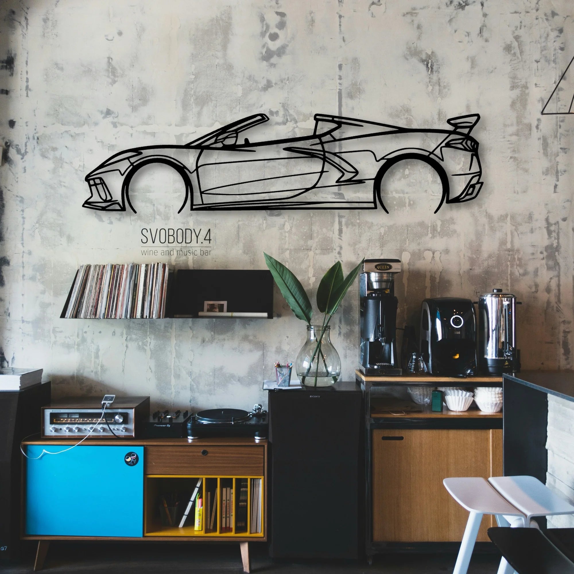 C8 Convertible 2 Classic Silhouette Metal Wall Art - Automotive Garage Decor