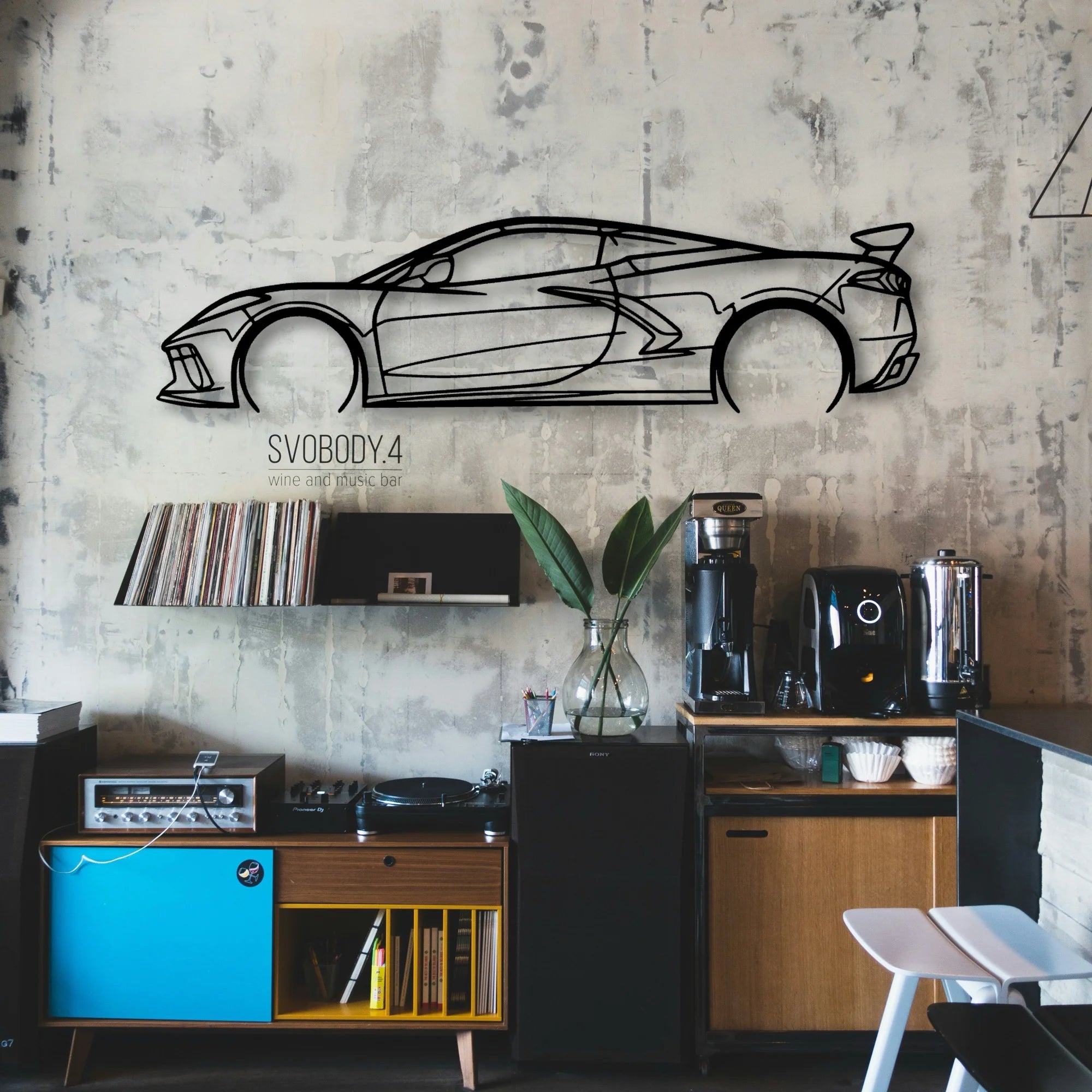 C8 HTC 2 Classic Silhouette Metal Wall Art - Automotive Garage Decor