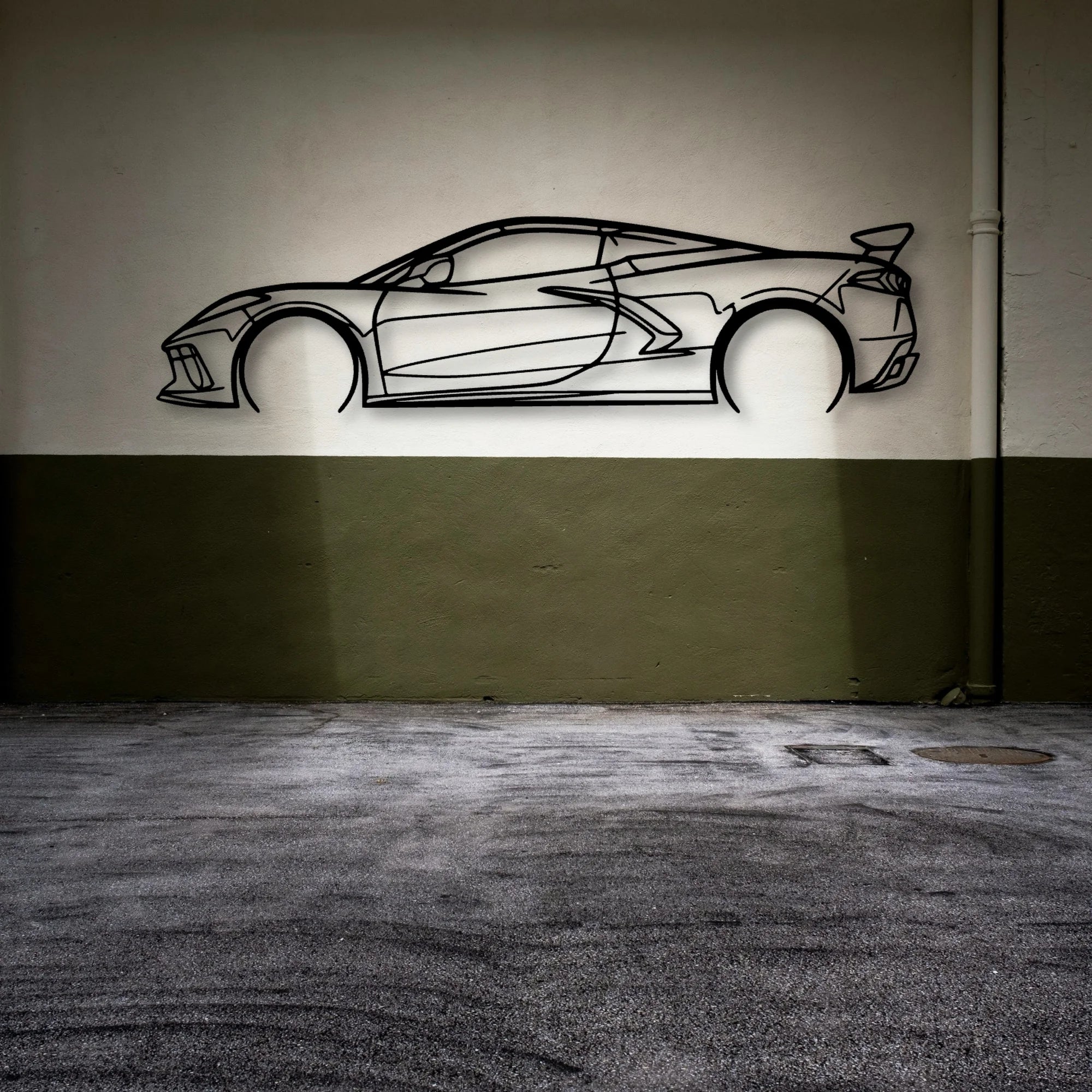 C8 HTC 2 Classic Silhouette Metal Wall Art - Automotive Garage Decor