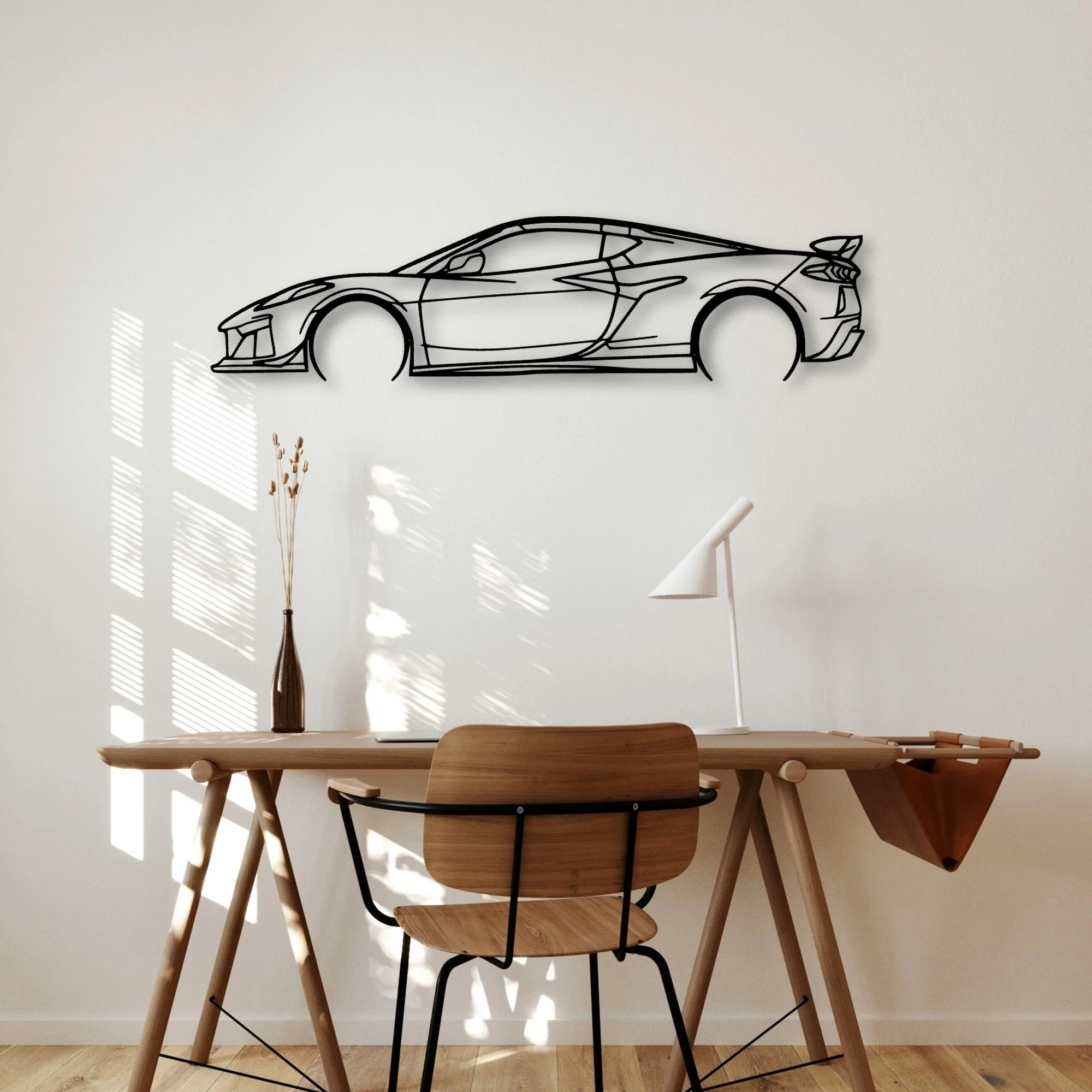 C8 Z06 2 Classic Silhouette Metal Wall Art - Automotive Garage Decor