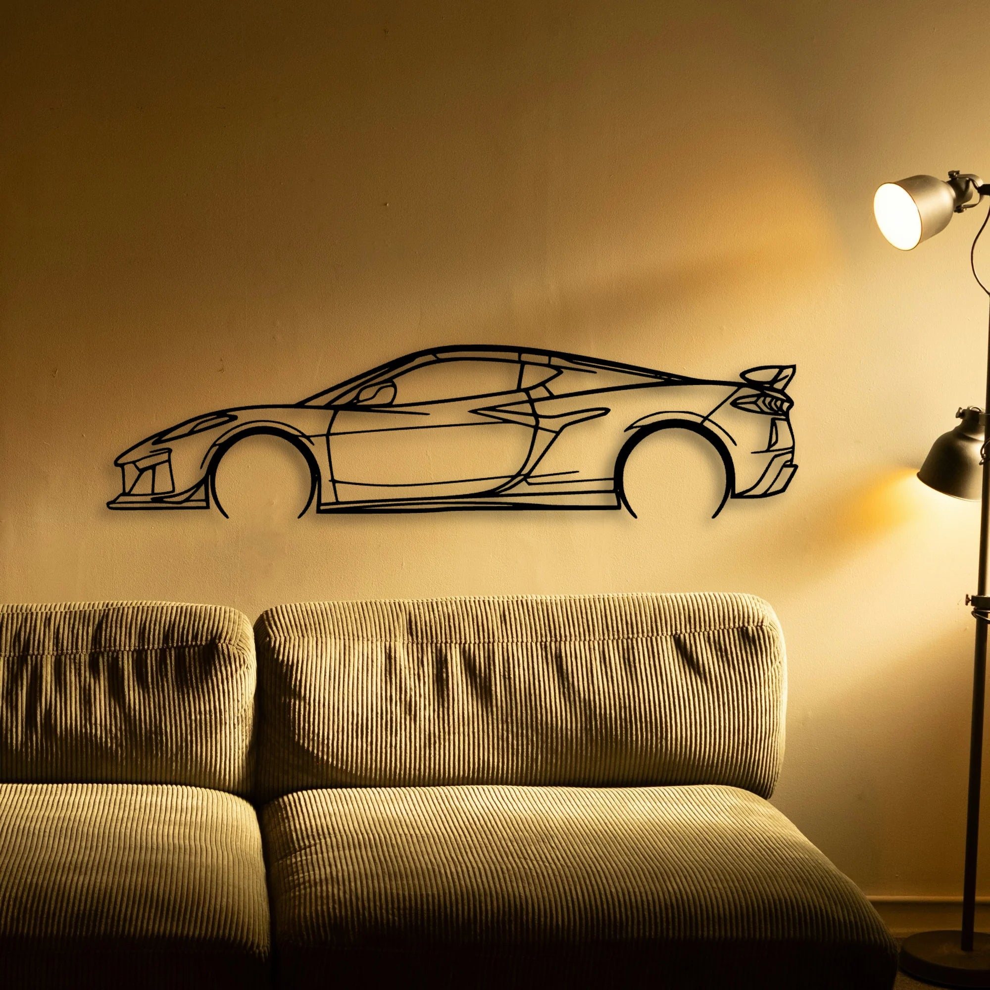 C8 Z06 2 Classic Silhouette Metal Wall Art - Automotive Garage Decor
