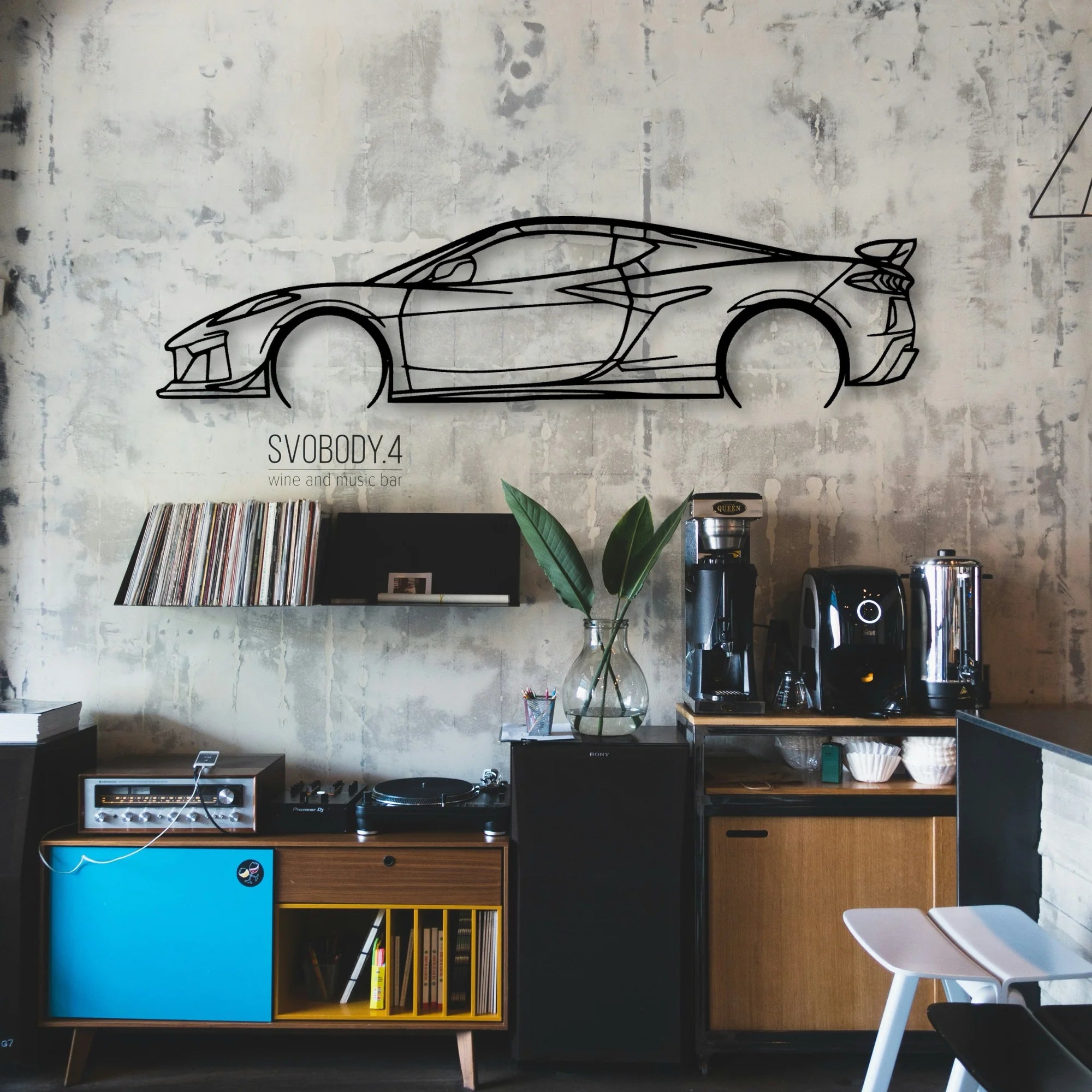 C8 Z06 2 Classic Silhouette Metal Wall Art - Automotive Garage Decor