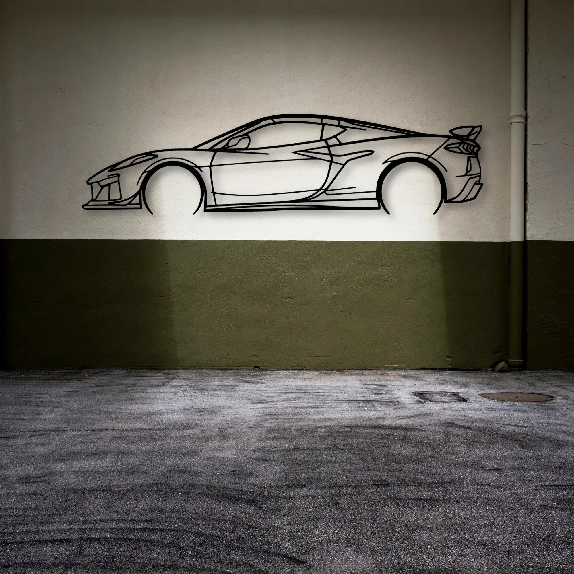 C8 Z06 2 Classic Silhouette Metal Wall Art - Automotive Garage Decor