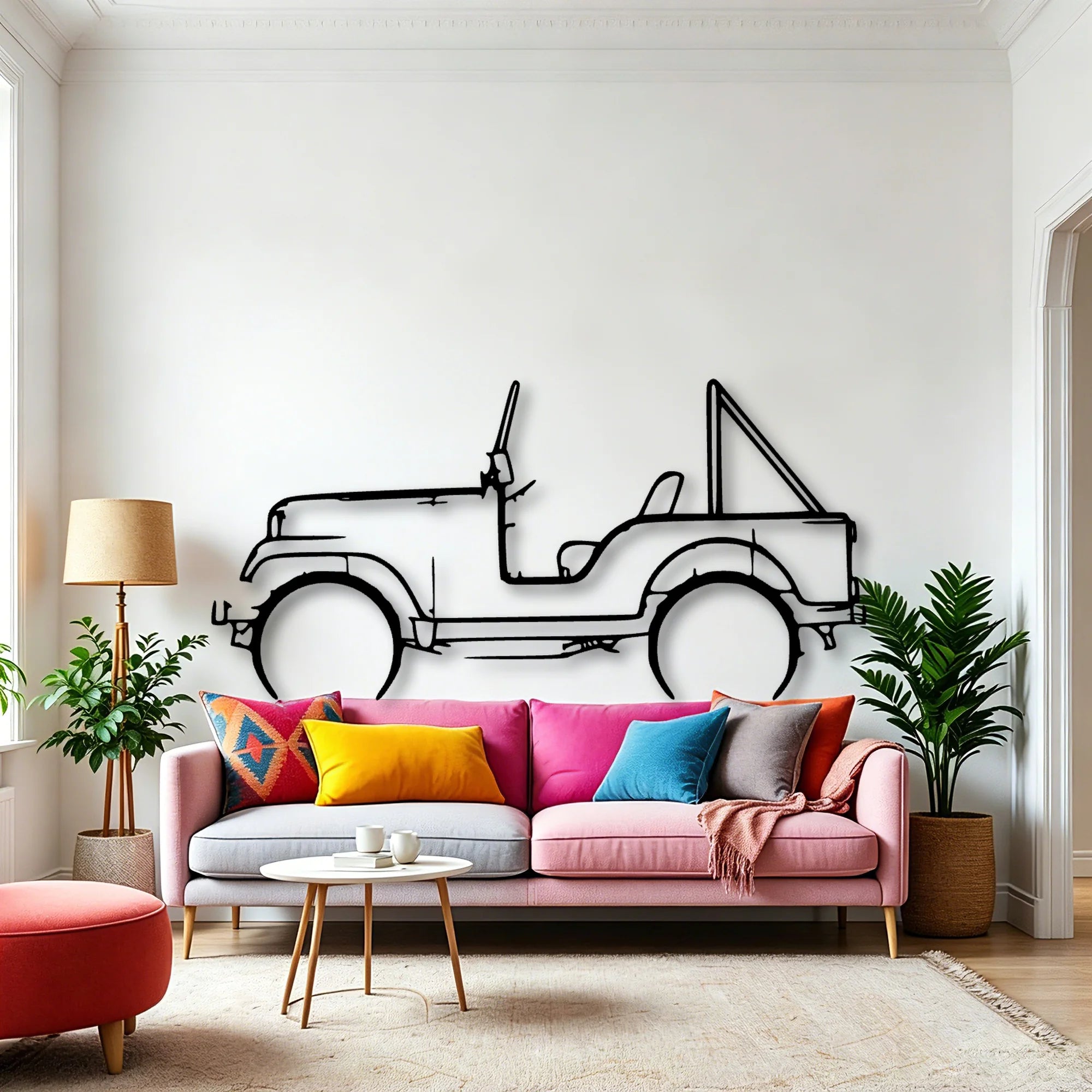 CJ5 1969 Classic Silhouette Metal Wall Art - Automotive Garage Decor