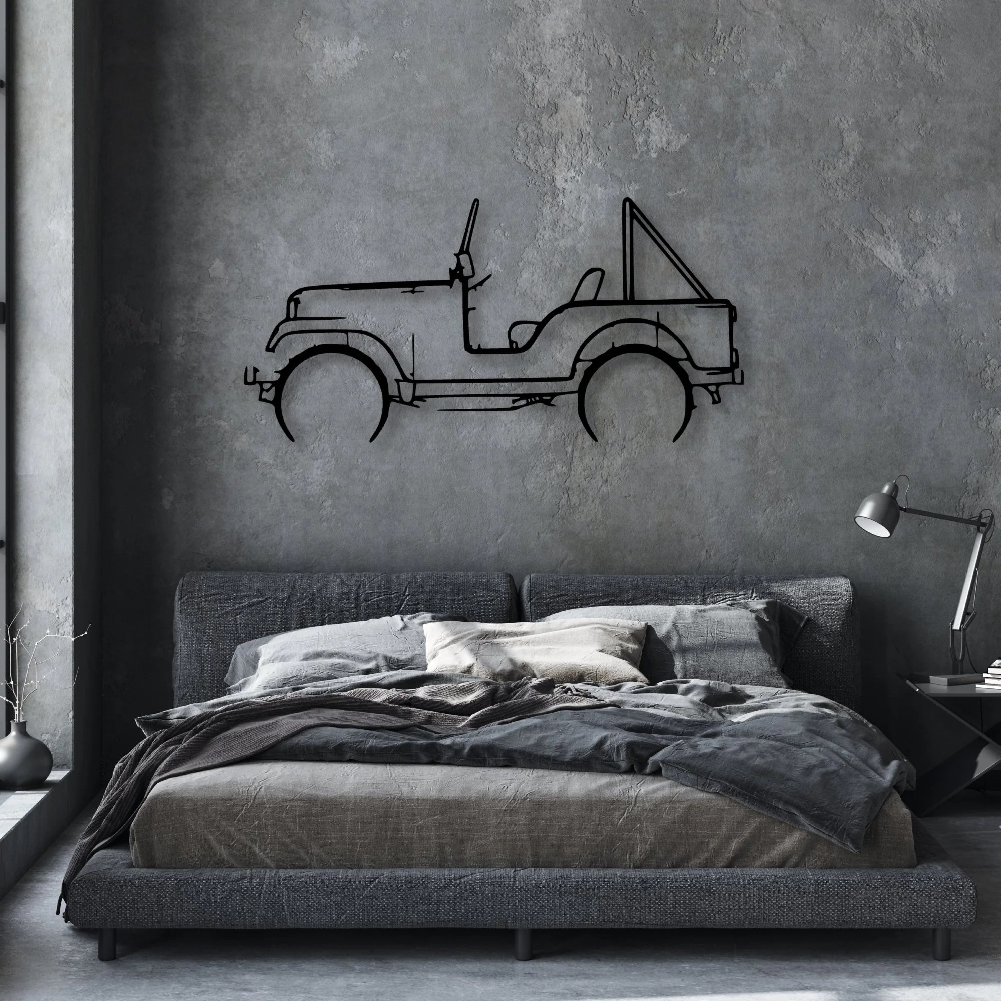 CJ5 1969 Classic Silhouette Metal Wall Art - Automotive Garage Decor