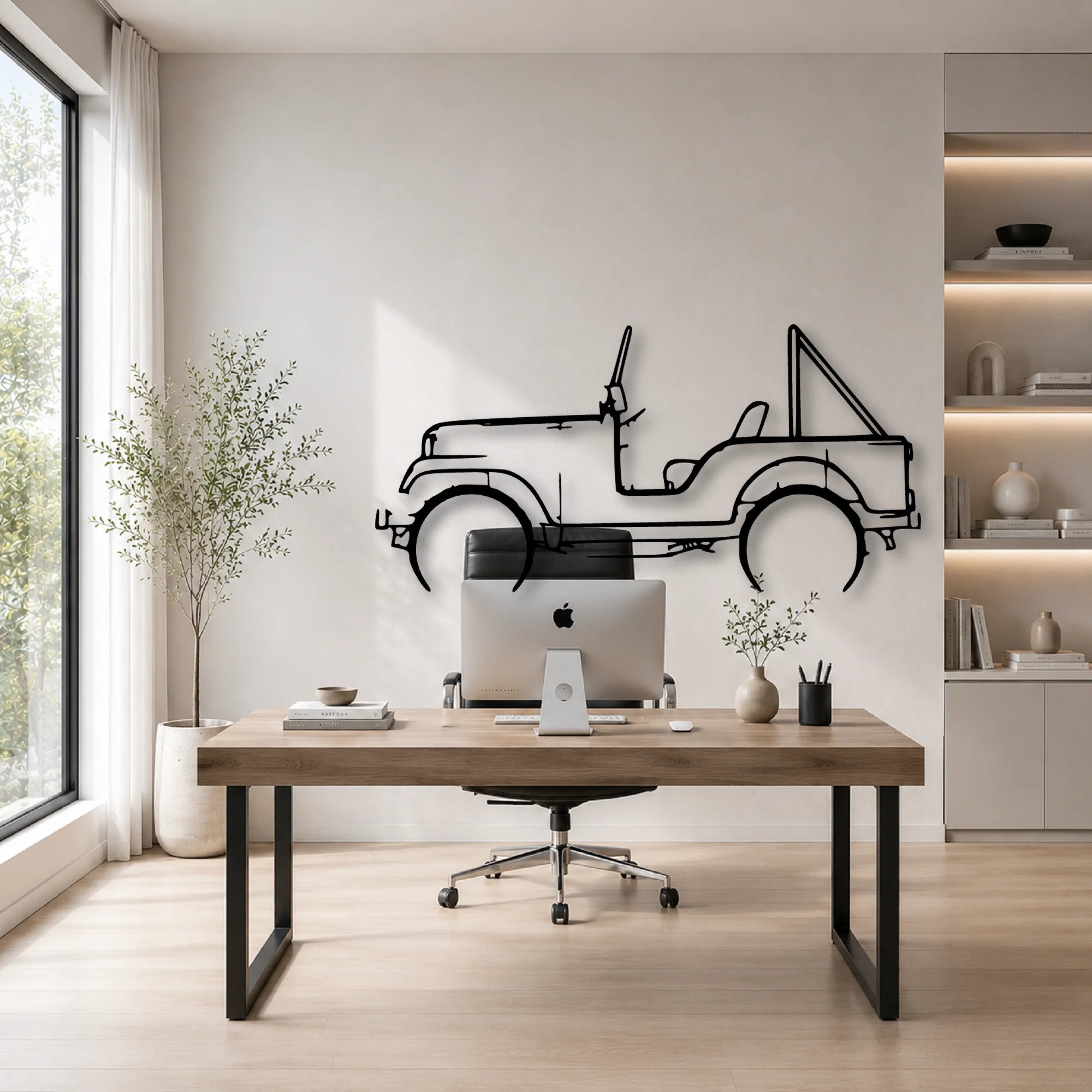 CJ5 1969 Classic Silhouette Metal Wall Art - Automotive Garage Decor