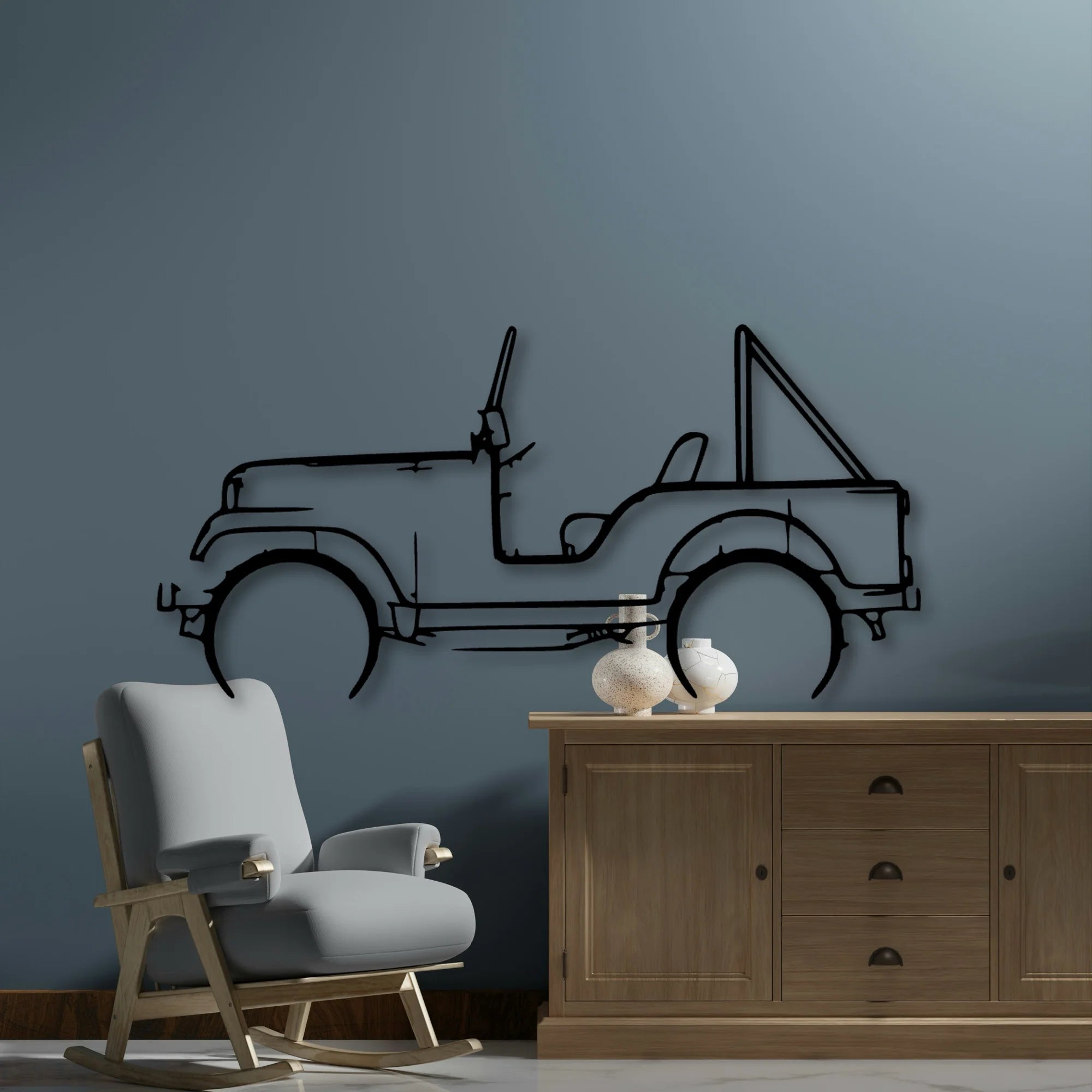 CJ5 1969 Classic Silhouette Metal Wall Art - Automotive Garage Decor