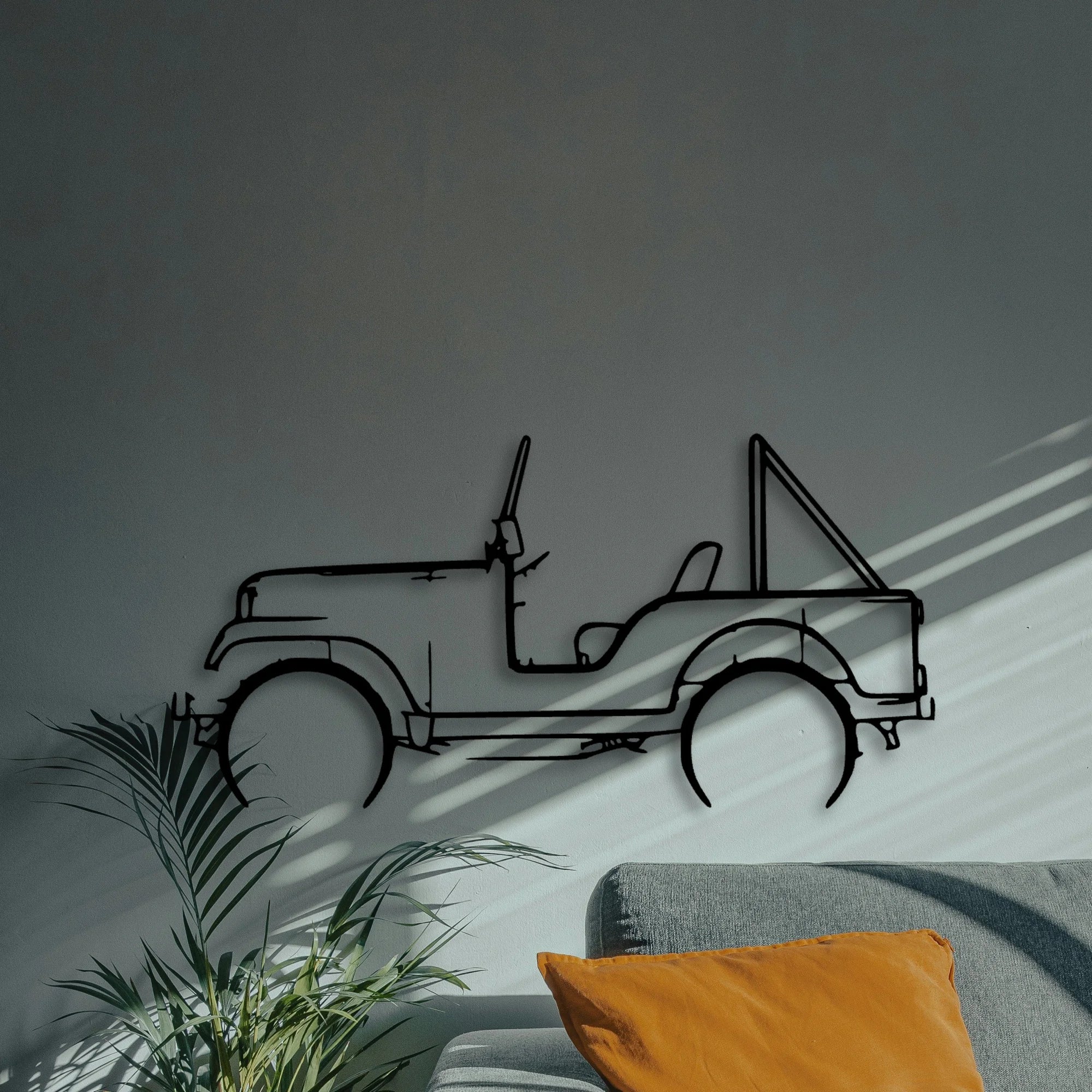 CJ5 1969 Classic Silhouette Metal Wall Art - Automotive Garage Decor