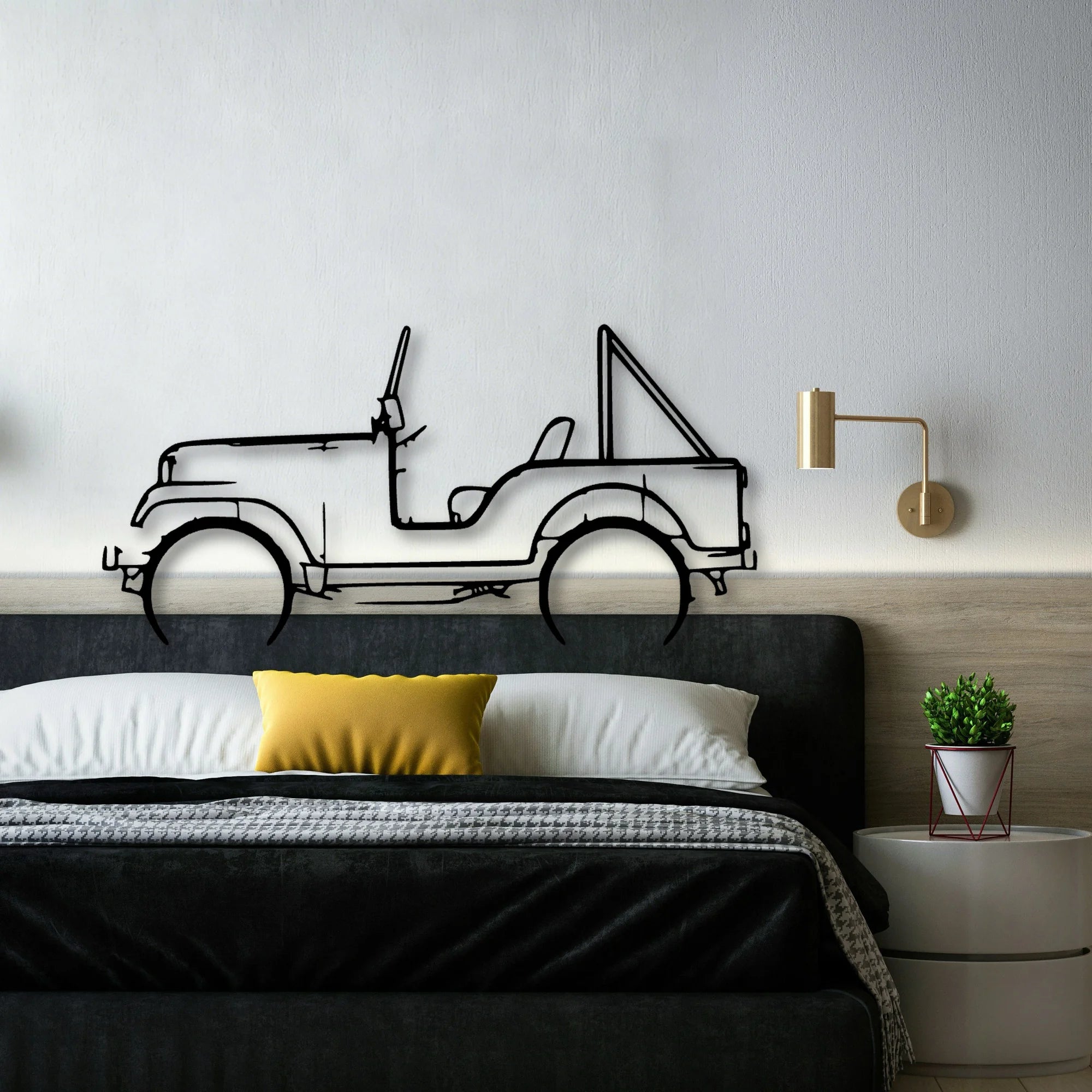 CJ5 1969 Classic Silhouette Metal Wall Art - Automotive Garage Decor