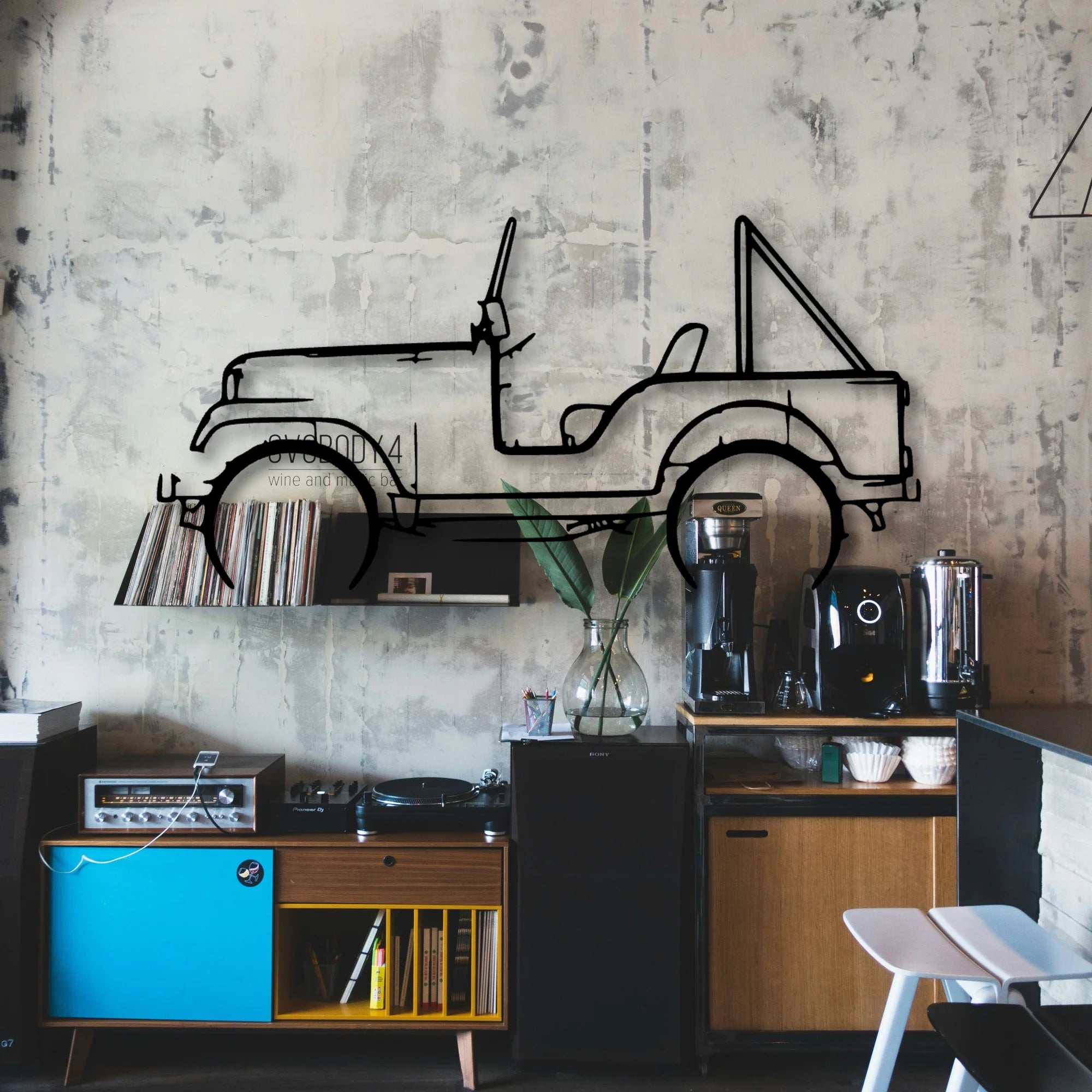 CJ5 1969 Classic Silhouette Metal Wall Art - Automotive Garage Decor
