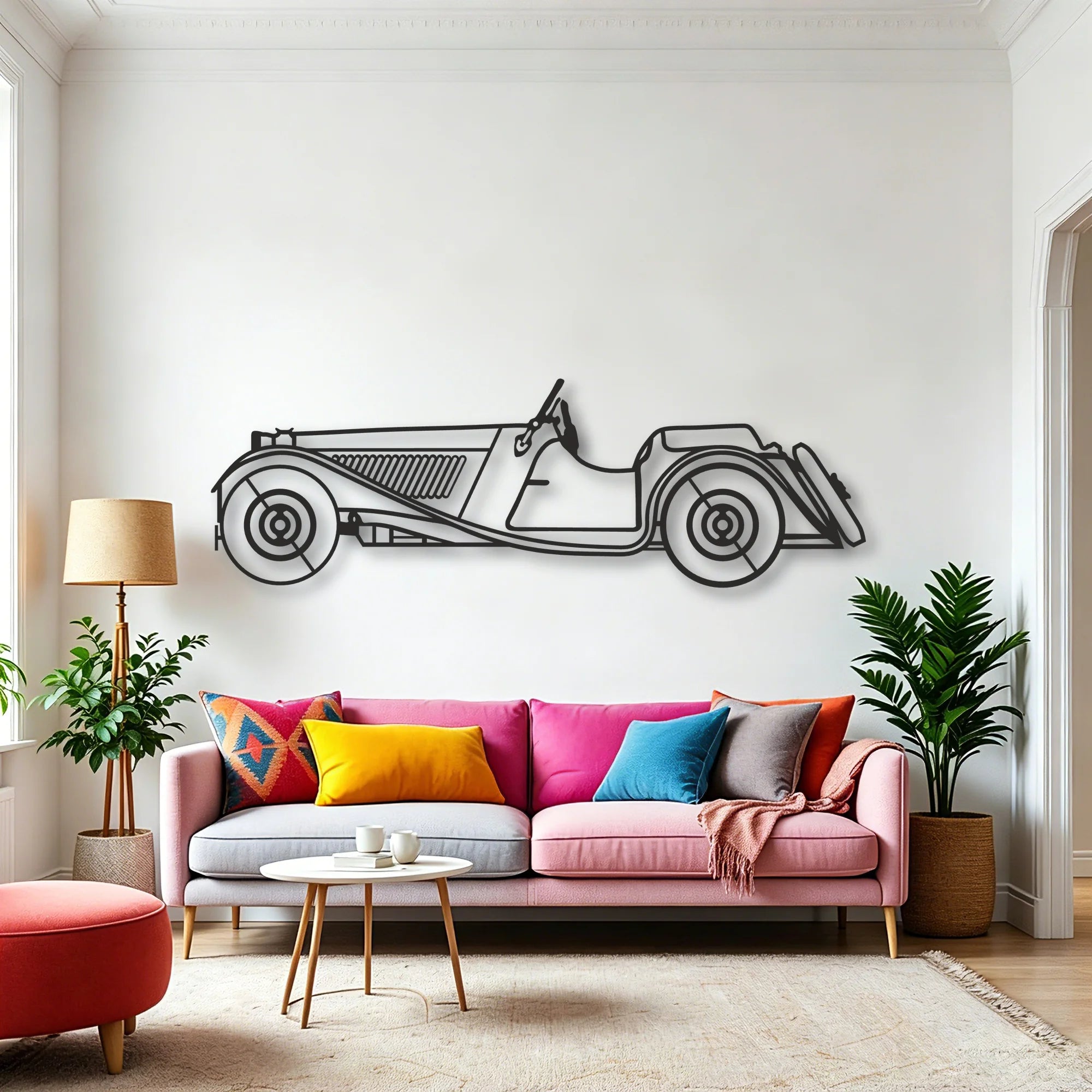 CLASSIC CAR Classic Silhouette Metal Wall Art - Automotive Garage Decor