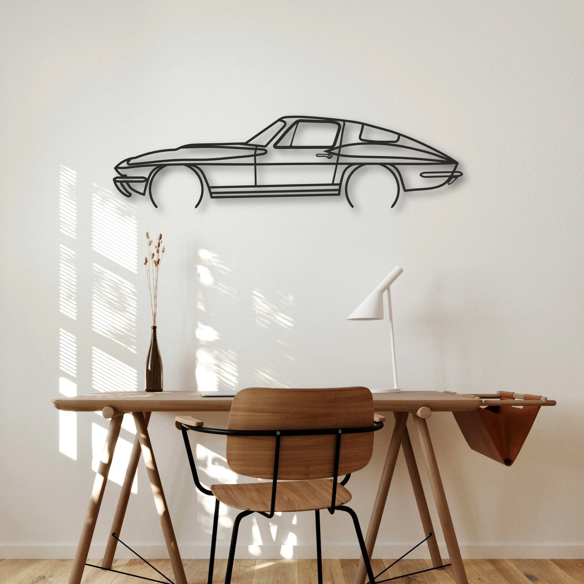 CORVETTE Classic Silhouette Metal Wall Art - Automotive Garage Decor