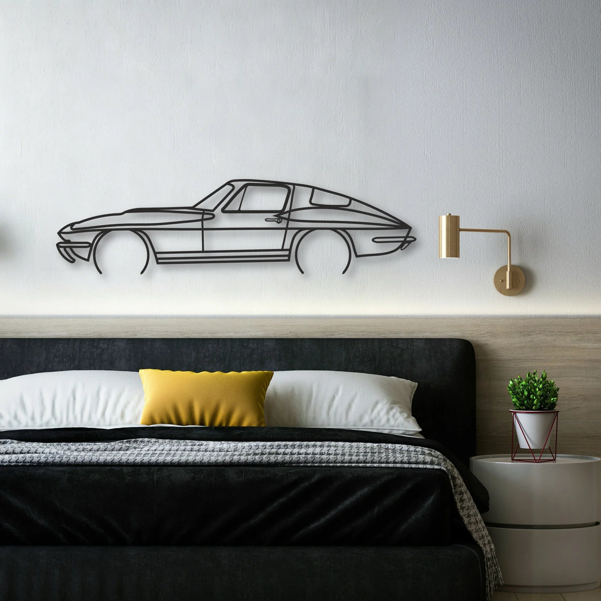 CORVETTE Classic Silhouette Metal Wall Art - Automotive Garage Decor