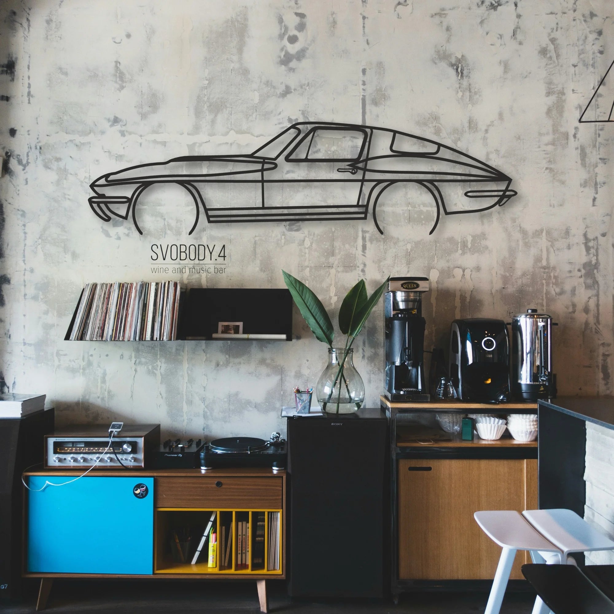 CORVETTE Classic Silhouette Metal Wall Art - Automotive Garage Decor