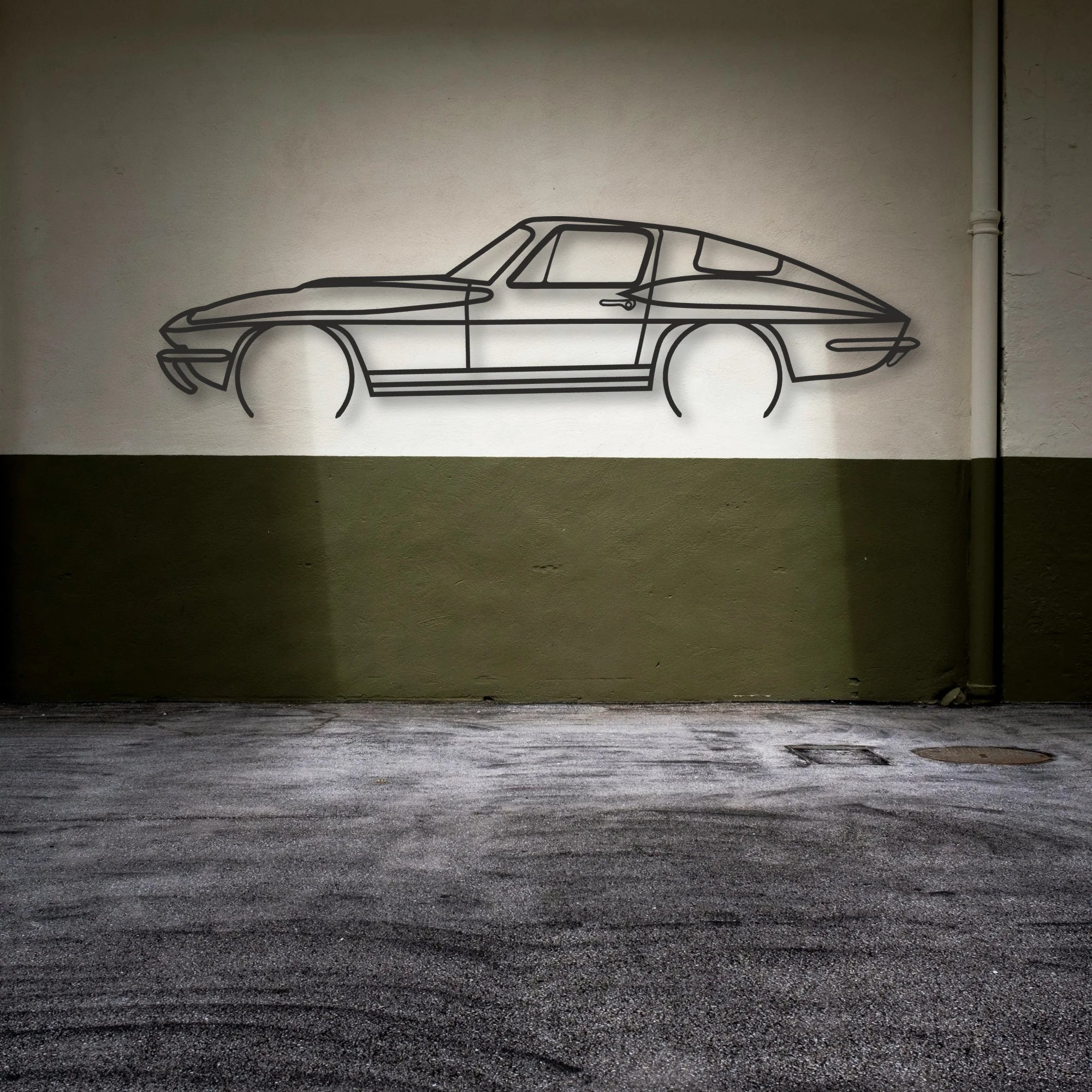 CORVETTE Classic Silhouette Metal Wall Art - Automotive Garage Decor