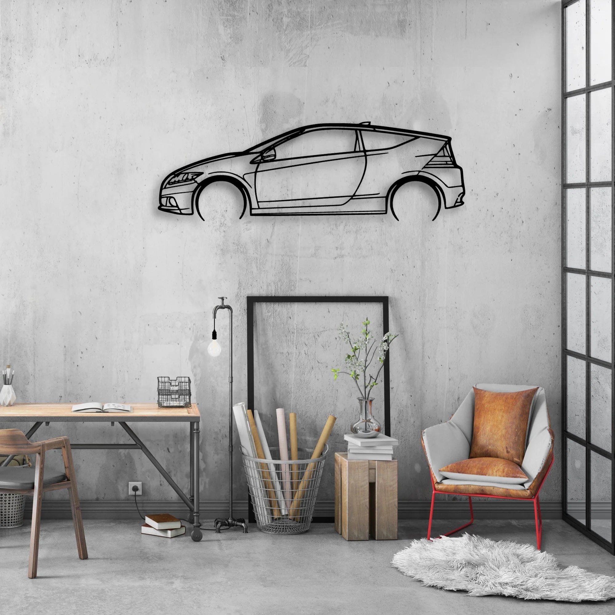 CR-Z 2014 Classic Silhouette Metal Wall Art - Automotive Garage Decor