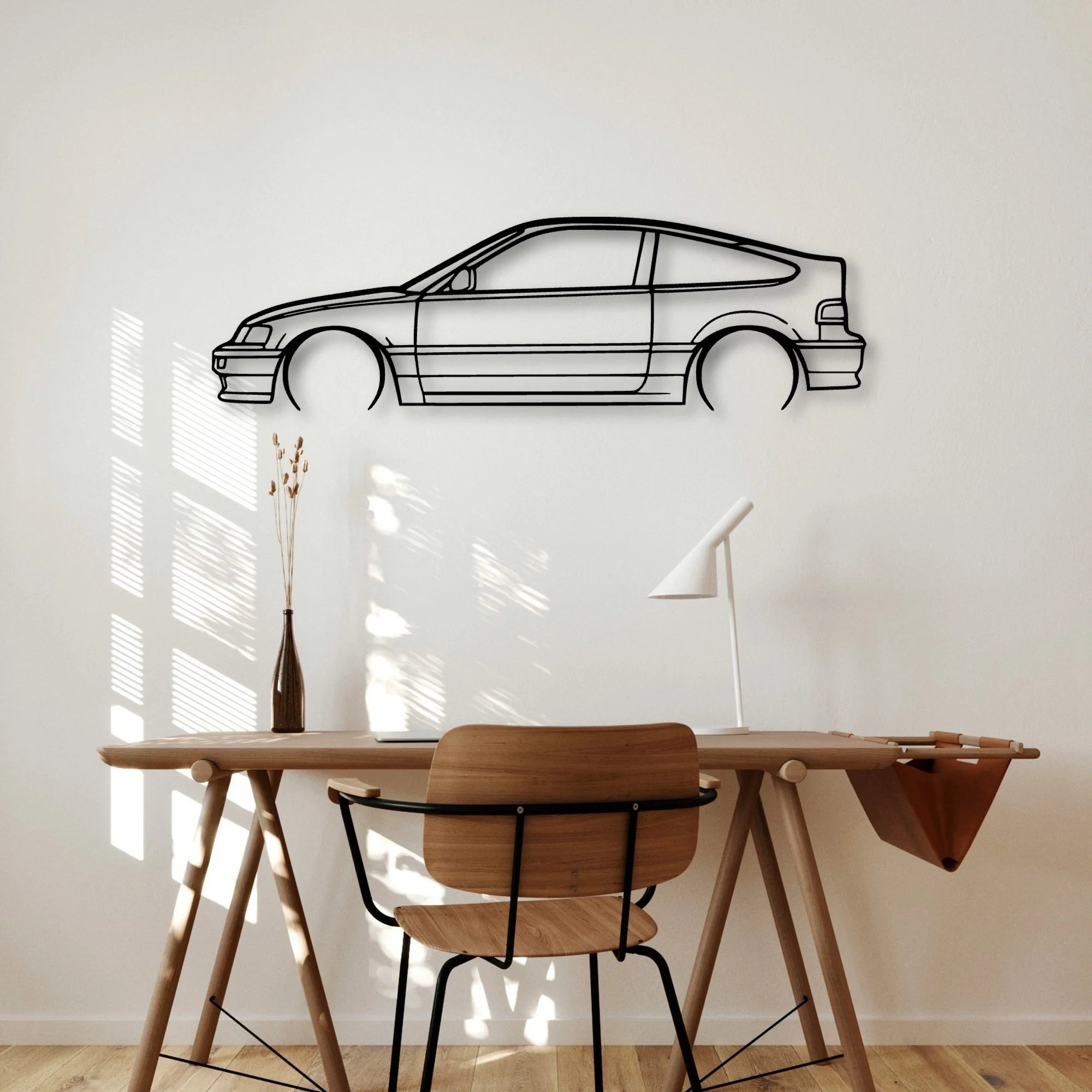 CRX 1990 Classic Silhouette Metal Wall Art - Automotive Garage Decor