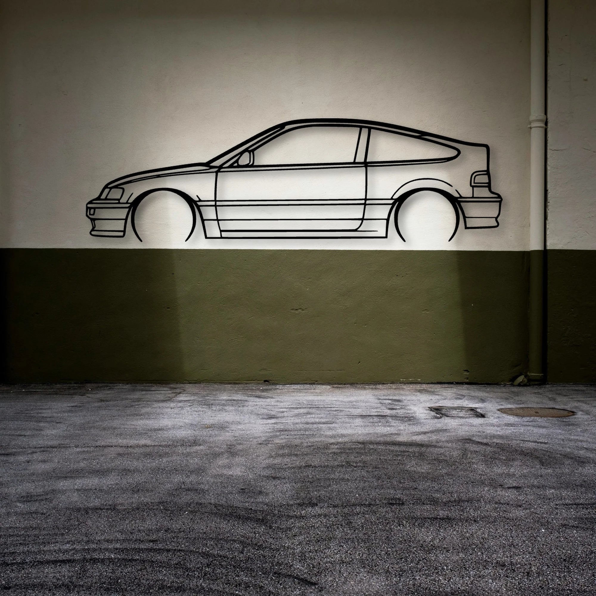 CRX 1990 Classic Silhouette Metal Wall Art - Automotive Garage Decor