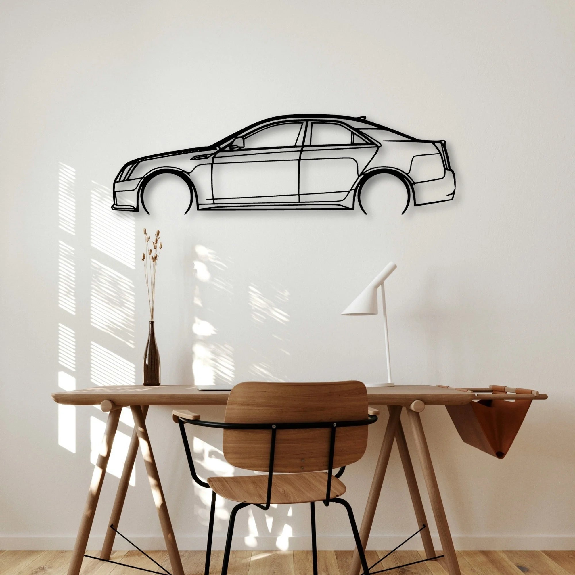 C V Classic Silhouette Metal Wall Art - Automotive Garage Decor