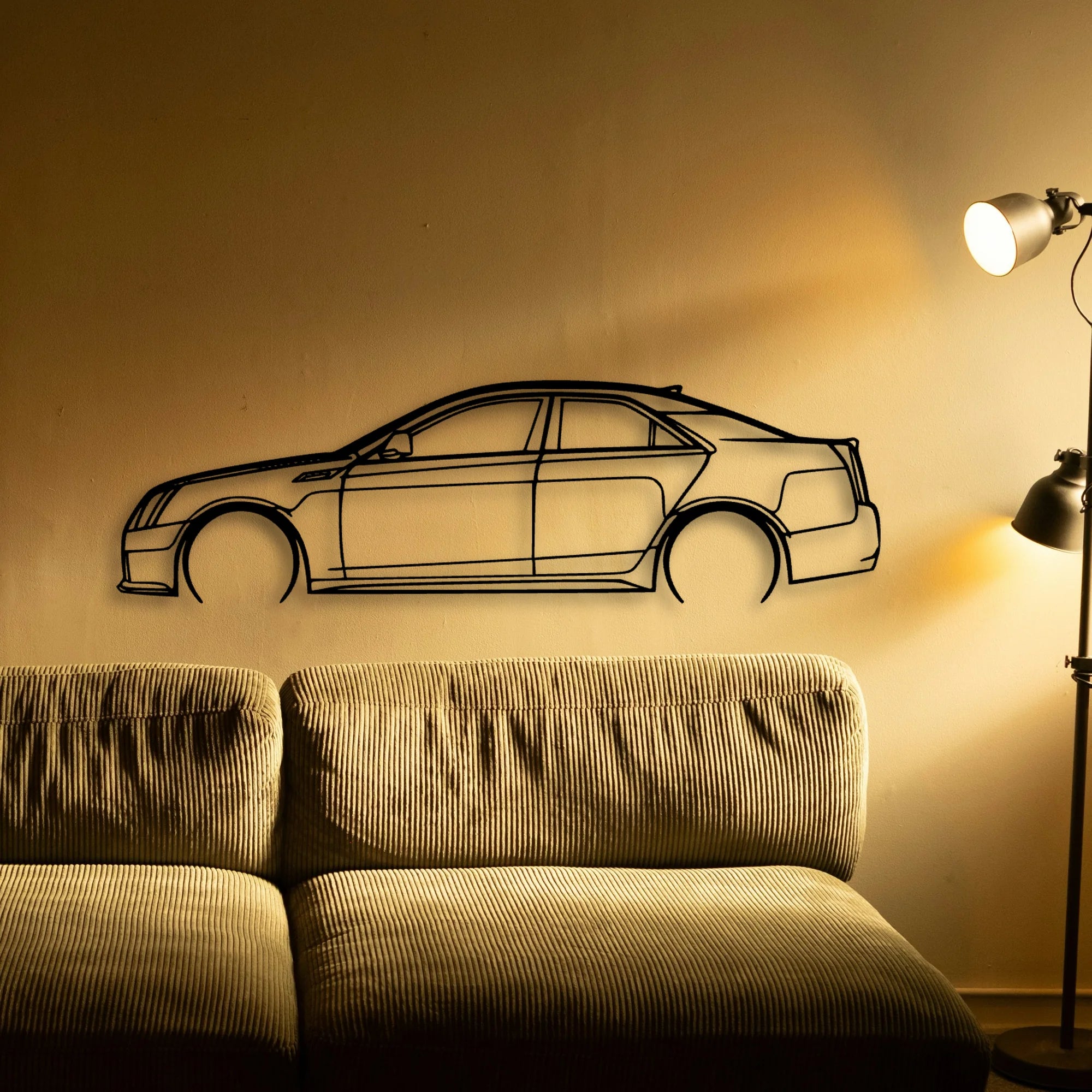 C V Classic Silhouette Metal Wall Art - Automotive Garage Decor