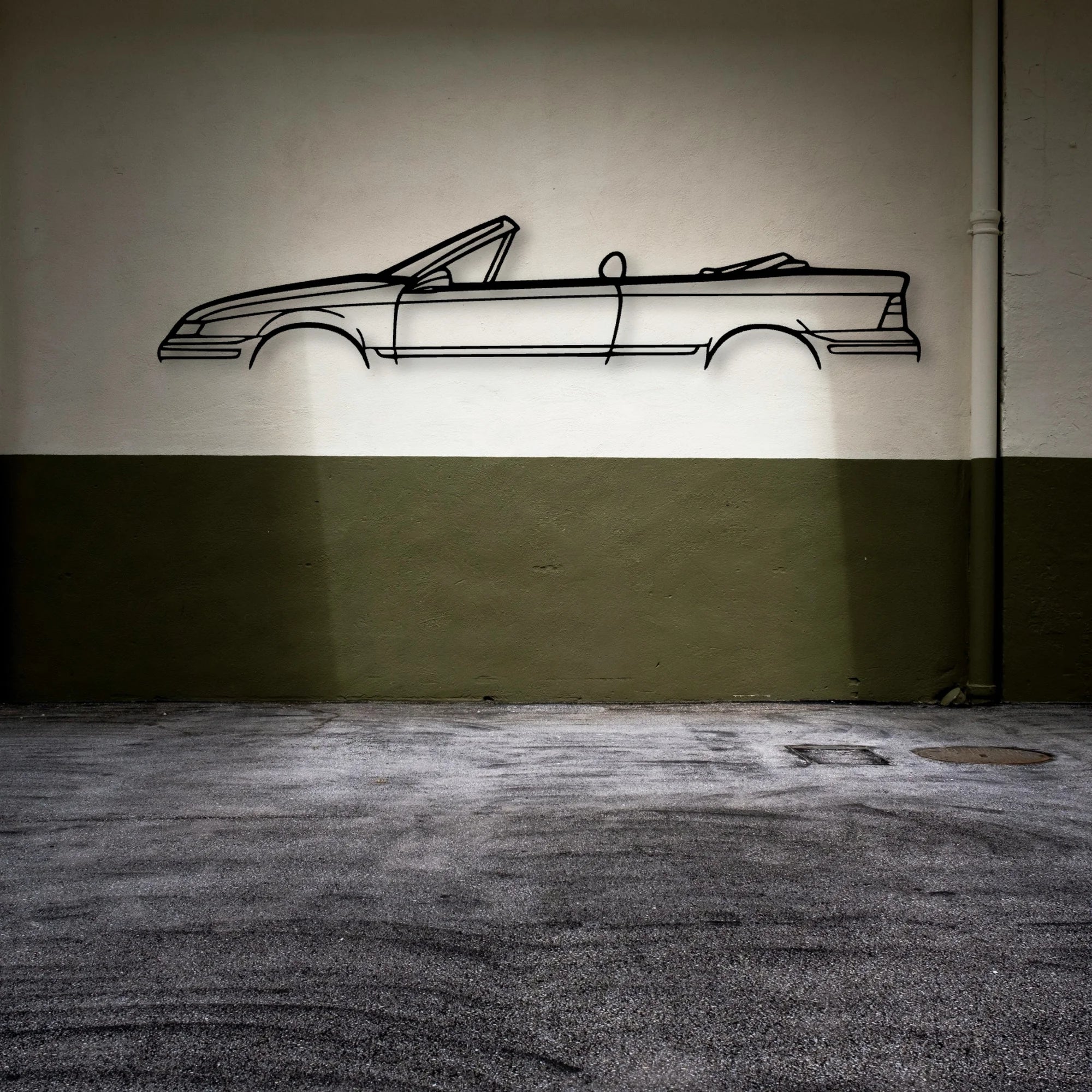 Calibra Cabrio 1992 Classic Silhouette Metal Wall Art - Automotive Garage Decor