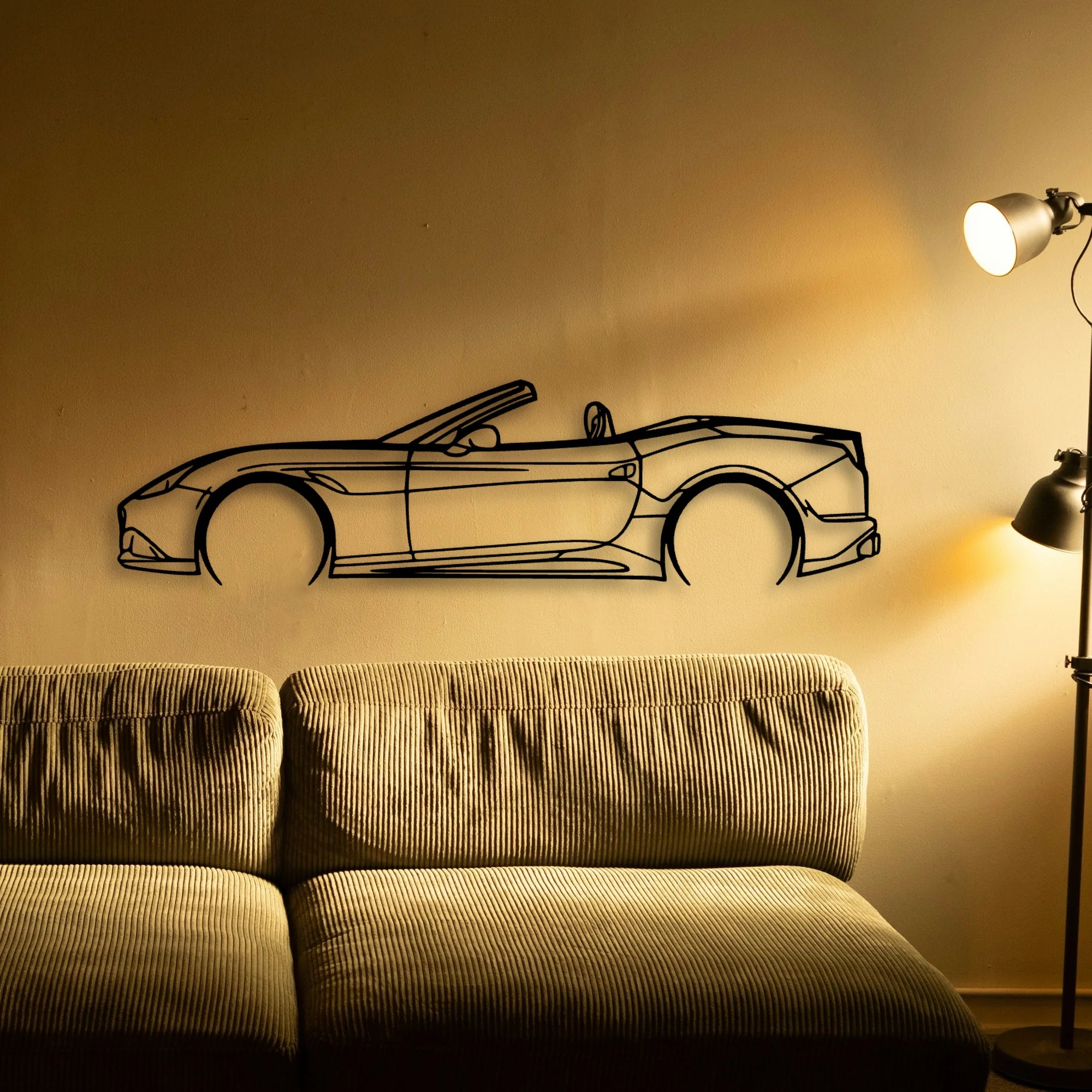 California T Classic Silhouette Metal Wall Art - Automotive Garage Decor