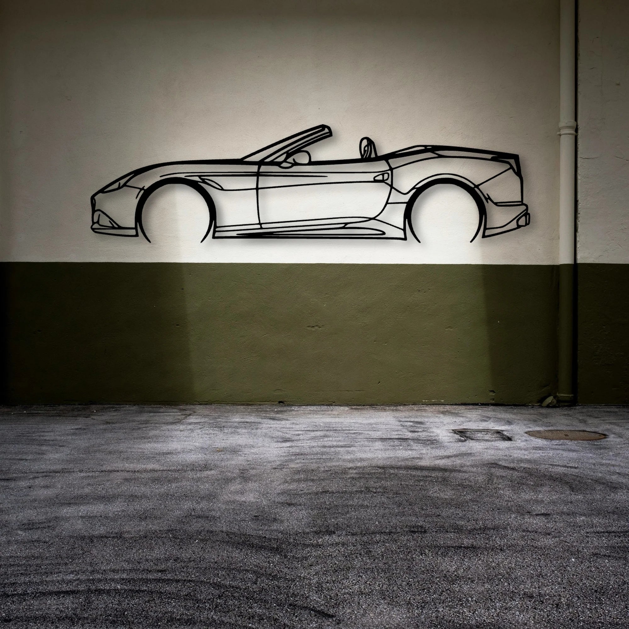 California T Classic Silhouette Metal Wall Art - Automotive Garage Decor