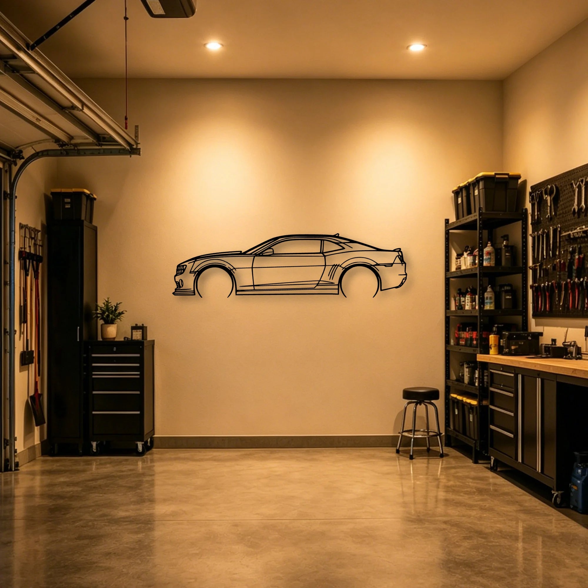 Camaro Classic Silhouette Metal Wall Art - Automotive Garage Decor