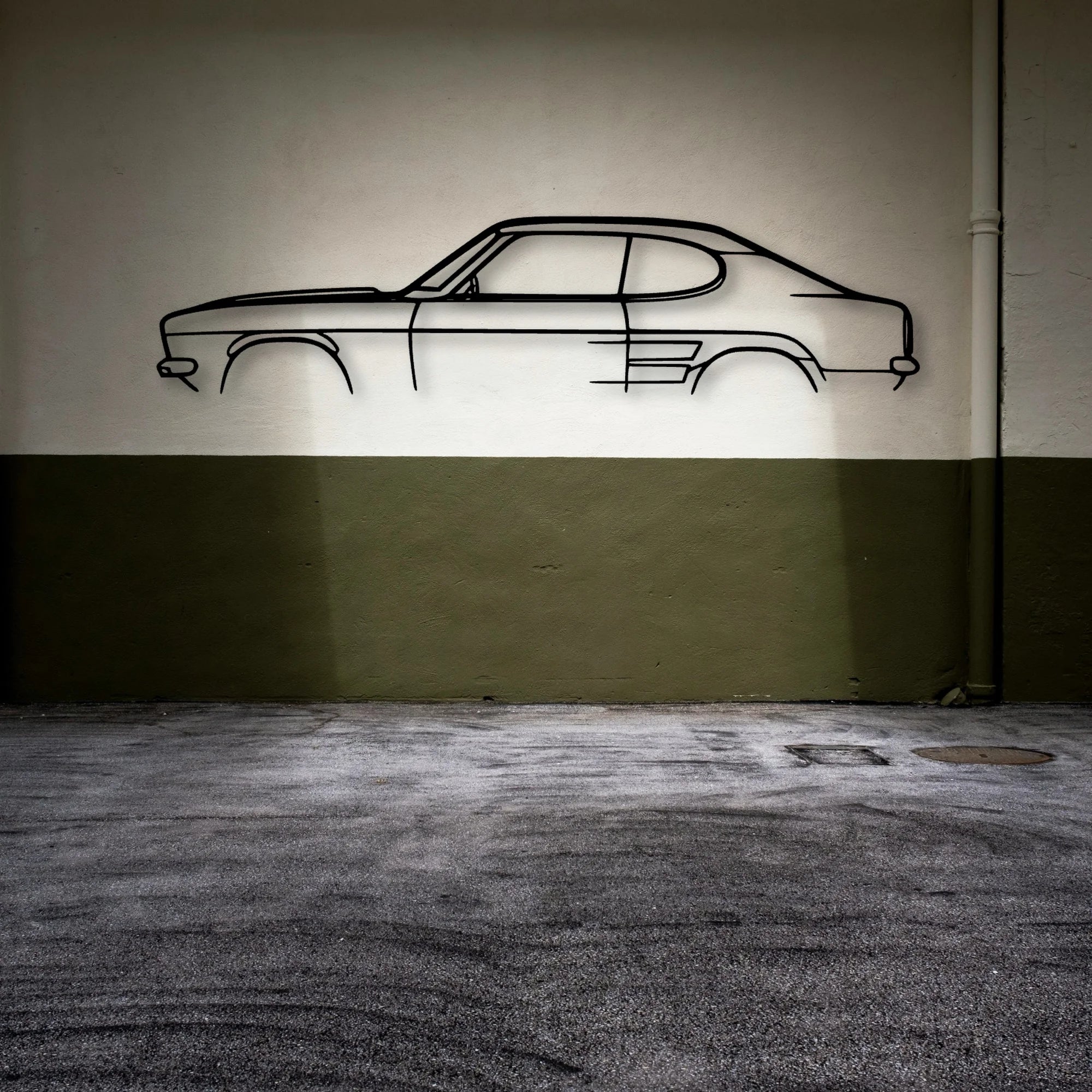 Capri 1969 Classic Silhouette Metal Wall Art - Automotive Garage Decor