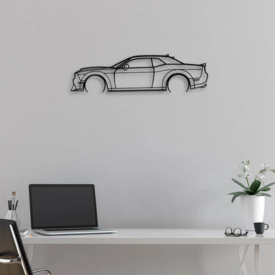 Challenger SRT Classic Silhouette Metal Wall Art - Automotive Garage Decor