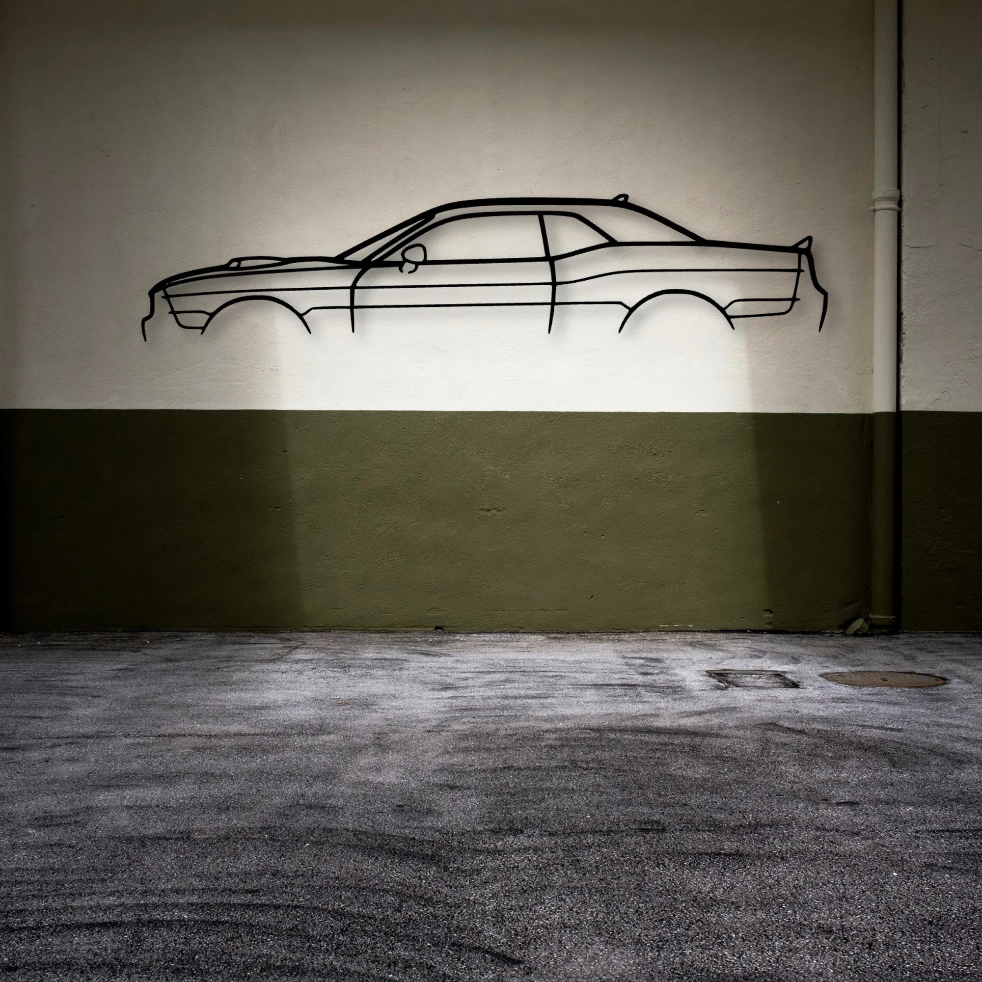 Challenger Scatpack Classic Silhouette Metal Wall Art - Automotive Garage Decor