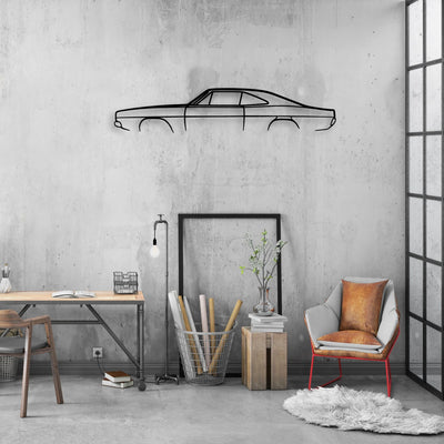Charger 1969 2 Classic Silhouette Metal Wall Art - Automotive Garage Decor