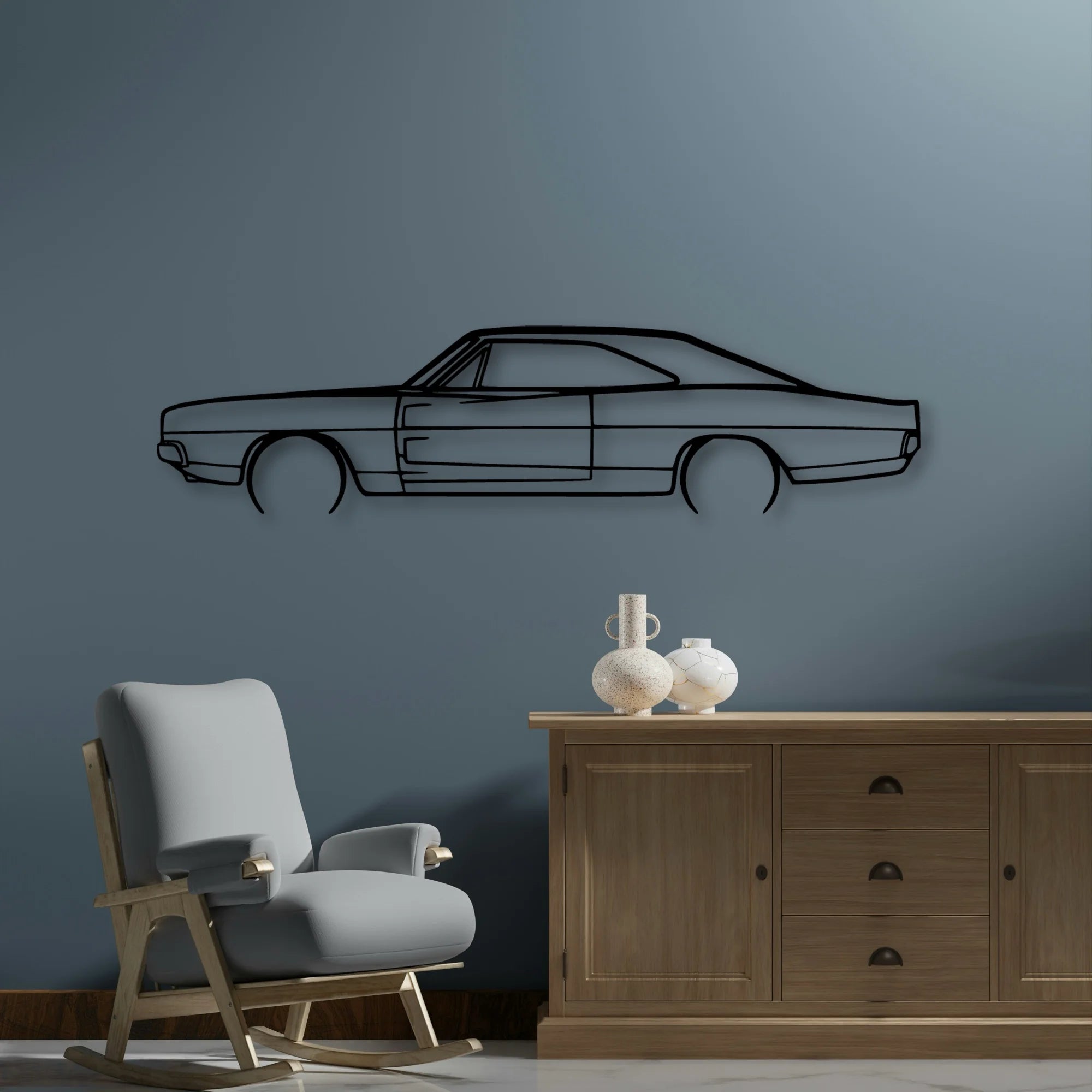 Charger 1969 3 Classic Silhouette Metal Wall Art - Automotive Garage Decor