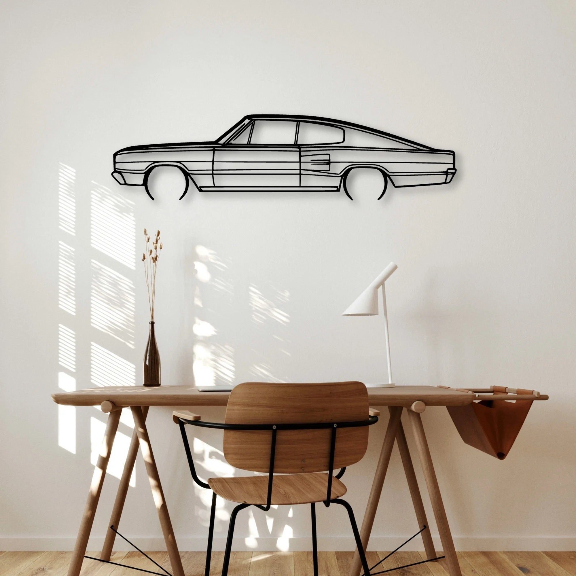 Charger 383 4b Fastback 1966 Classic Silhouette Metal Wall Art - Automotive Garage Decor