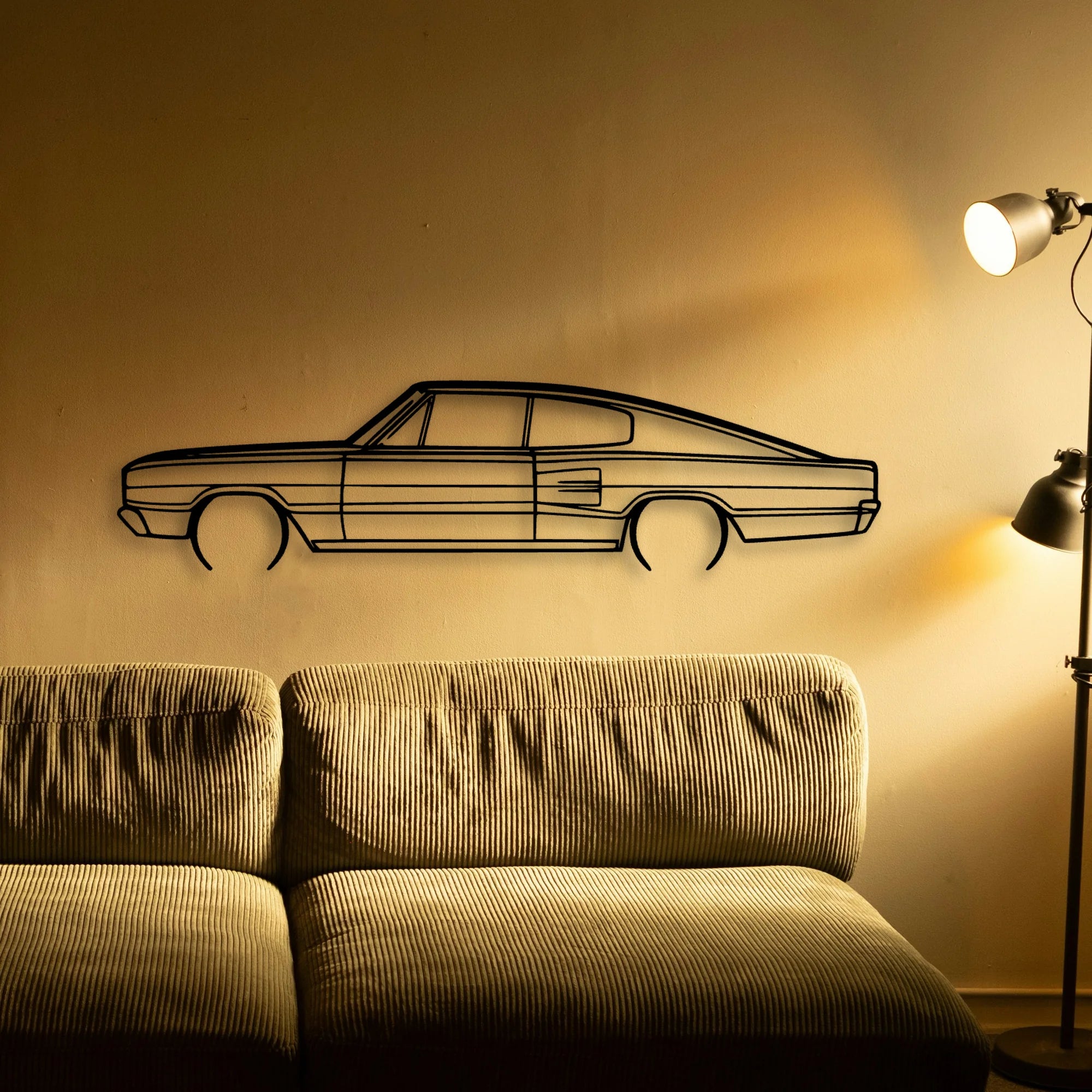 Charger 383 4b Fastback 1966 Classic Silhouette Metal Wall Art - Automotive Garage Decor
