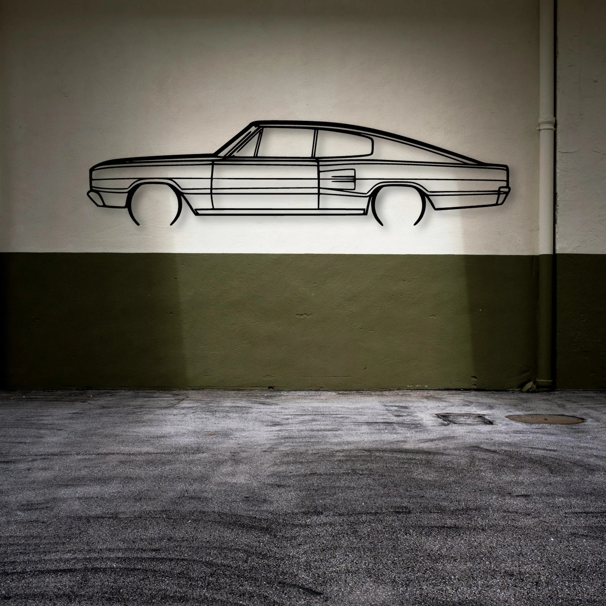 Charger 383 4b Fastback 1966 Classic Silhouette Metal Wall Art - Automotive Garage Decor