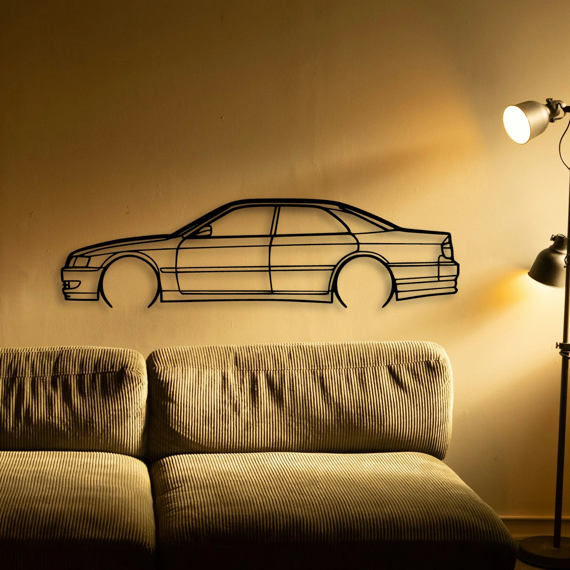 Chaser JZX100 2000 Classic Silhouette Metal Wall Art - Automotive Garage Decor