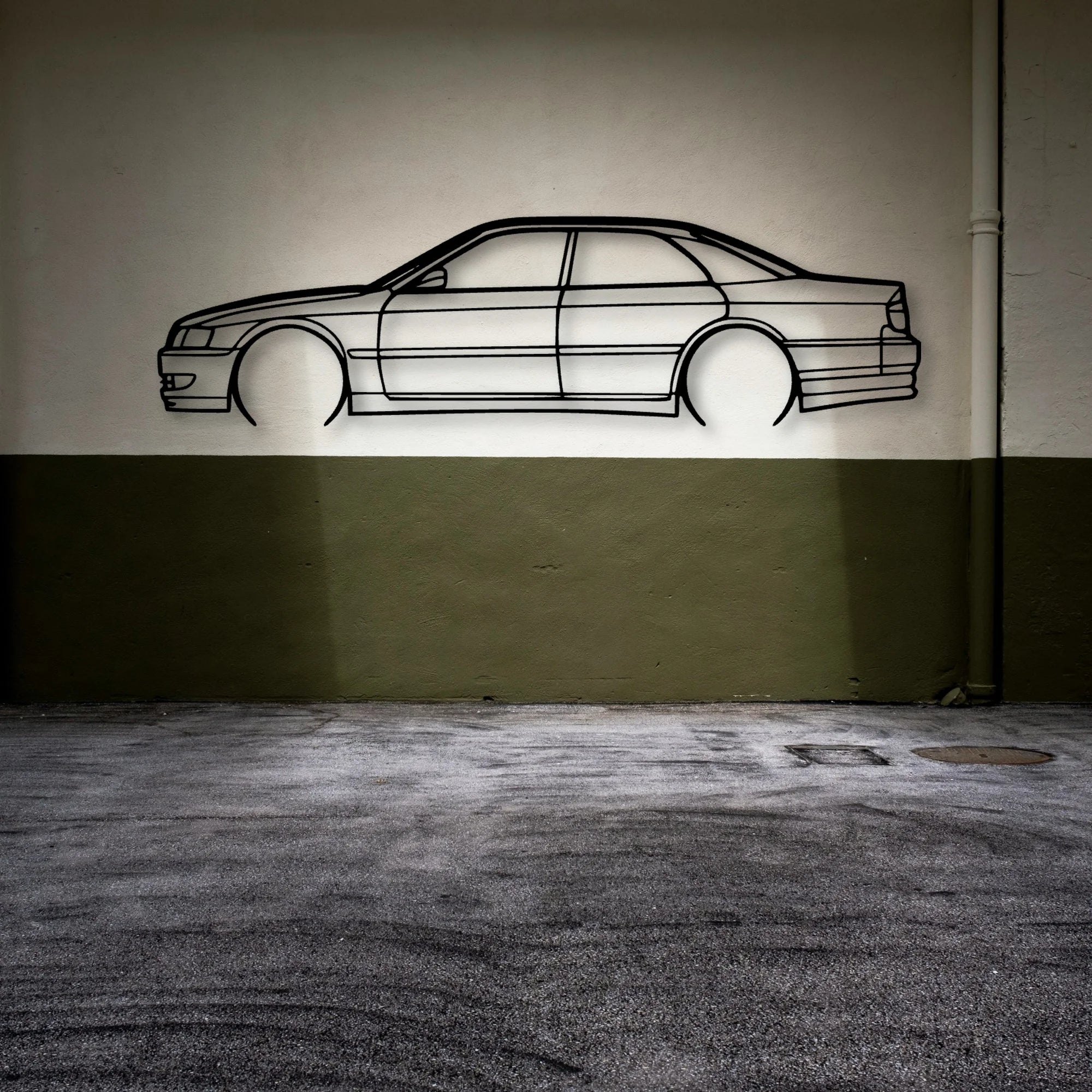 Chaser JZX100 2000 Classic Silhouette Metal Wall Art - Automotive Garage Decor