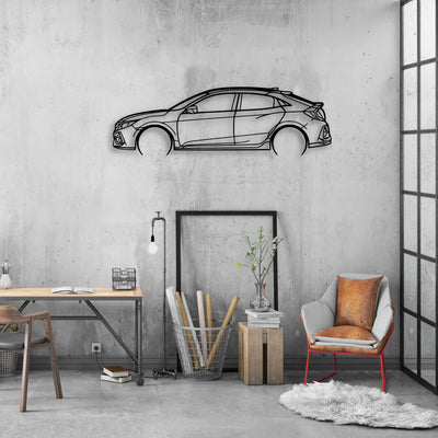 Civic 2021 Classic Silhouette Metal Wall Art - Automotive Garage Decor