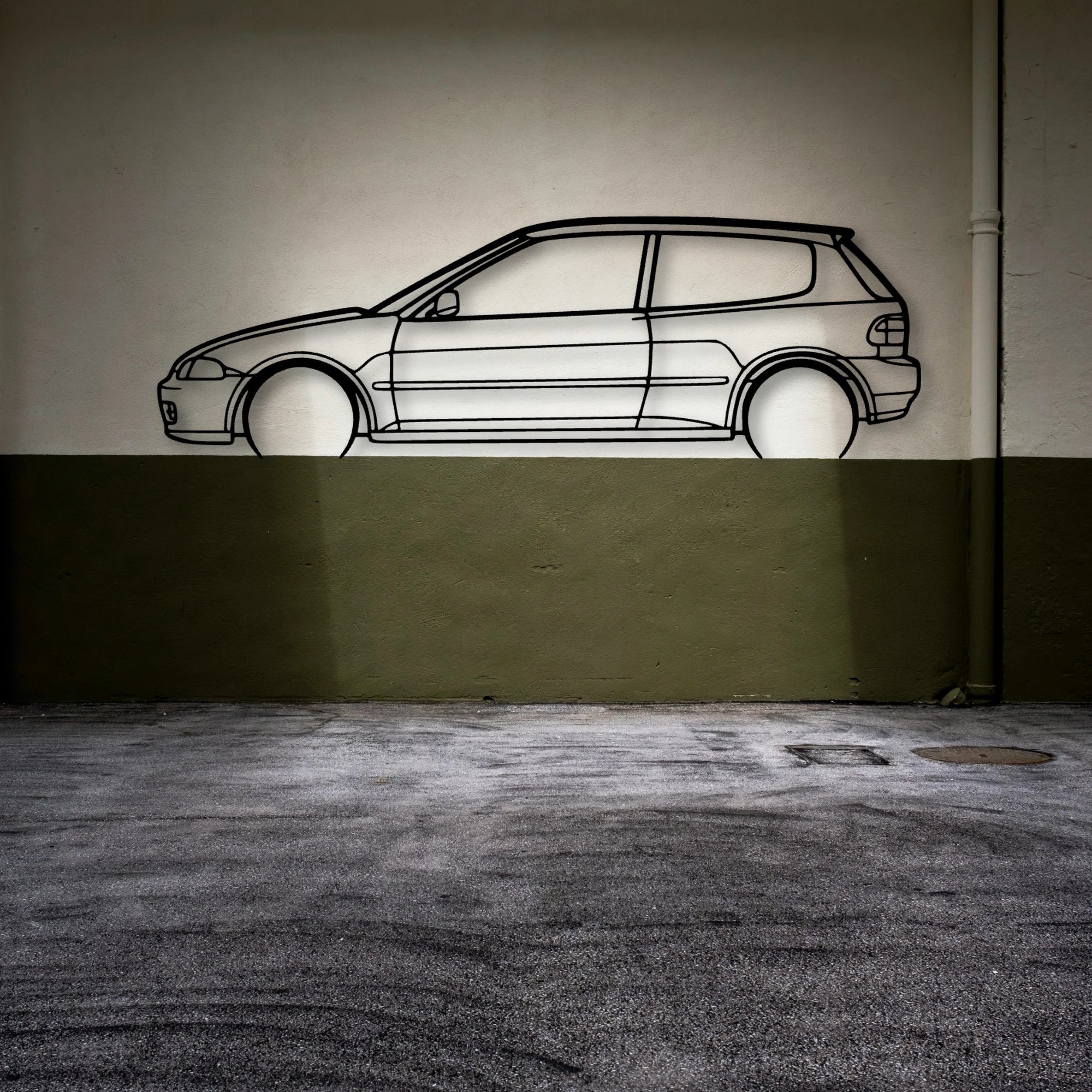Civic 5 1995 Classic Silhouette Metal Wall Art - Automotive Garage Decor