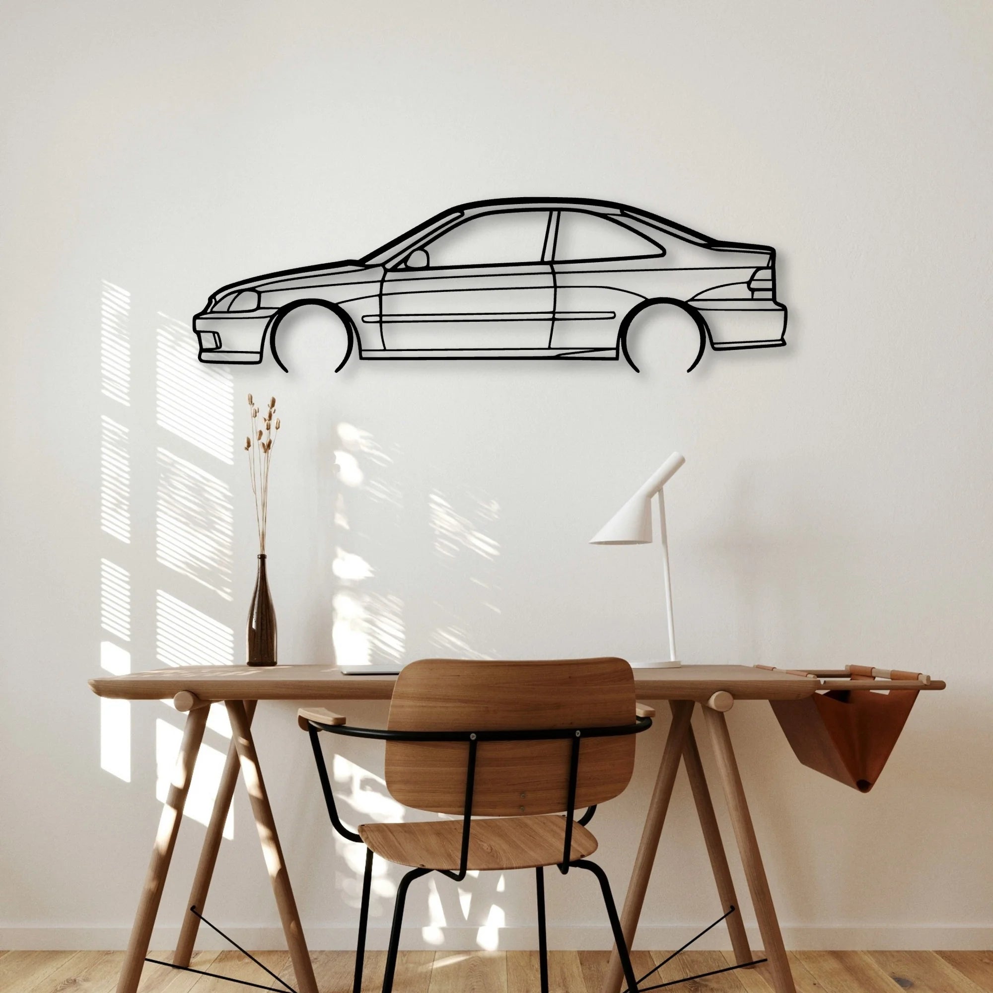 Civic Coupe 1999 Classic Silhouette Metal Wall Art - Automotive Garage Decor