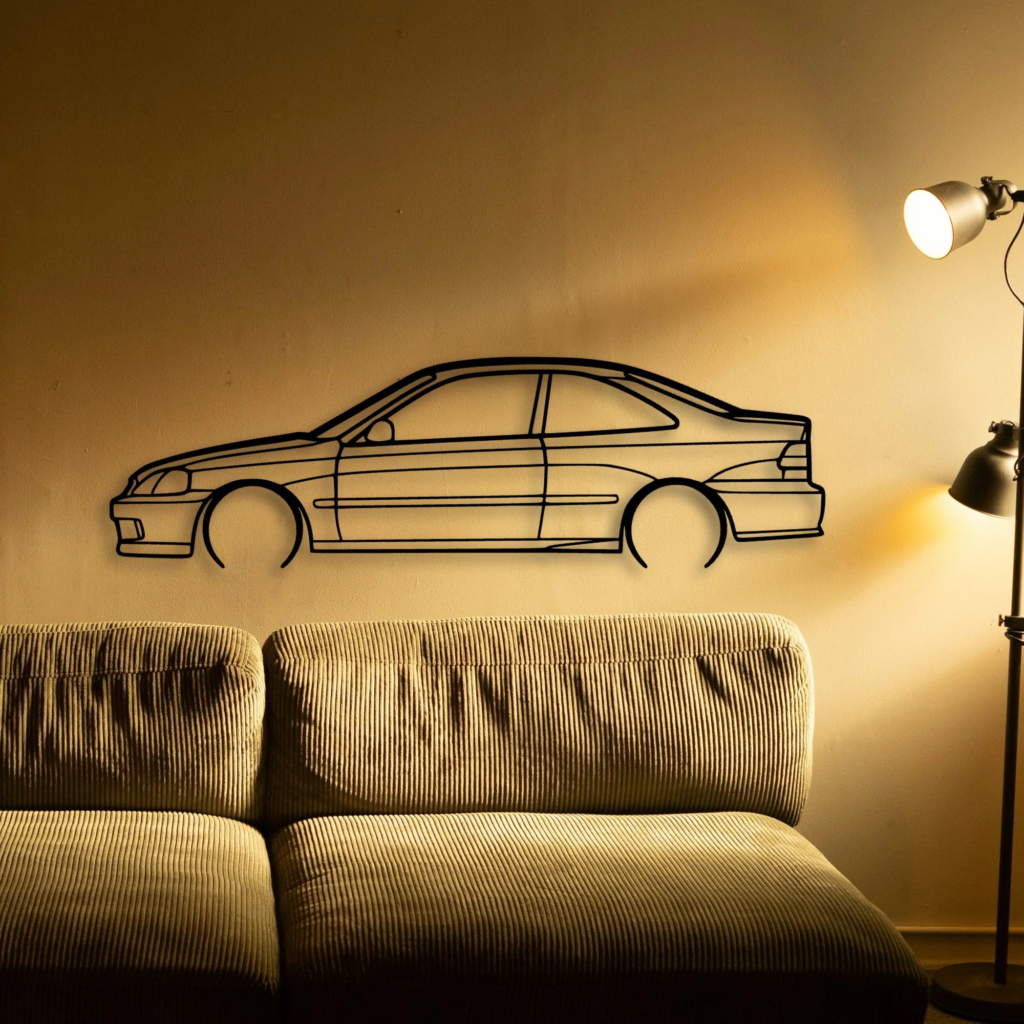 Civic Coupe 1999 Classic Silhouette Metal Wall Art - Automotive Garage Decor