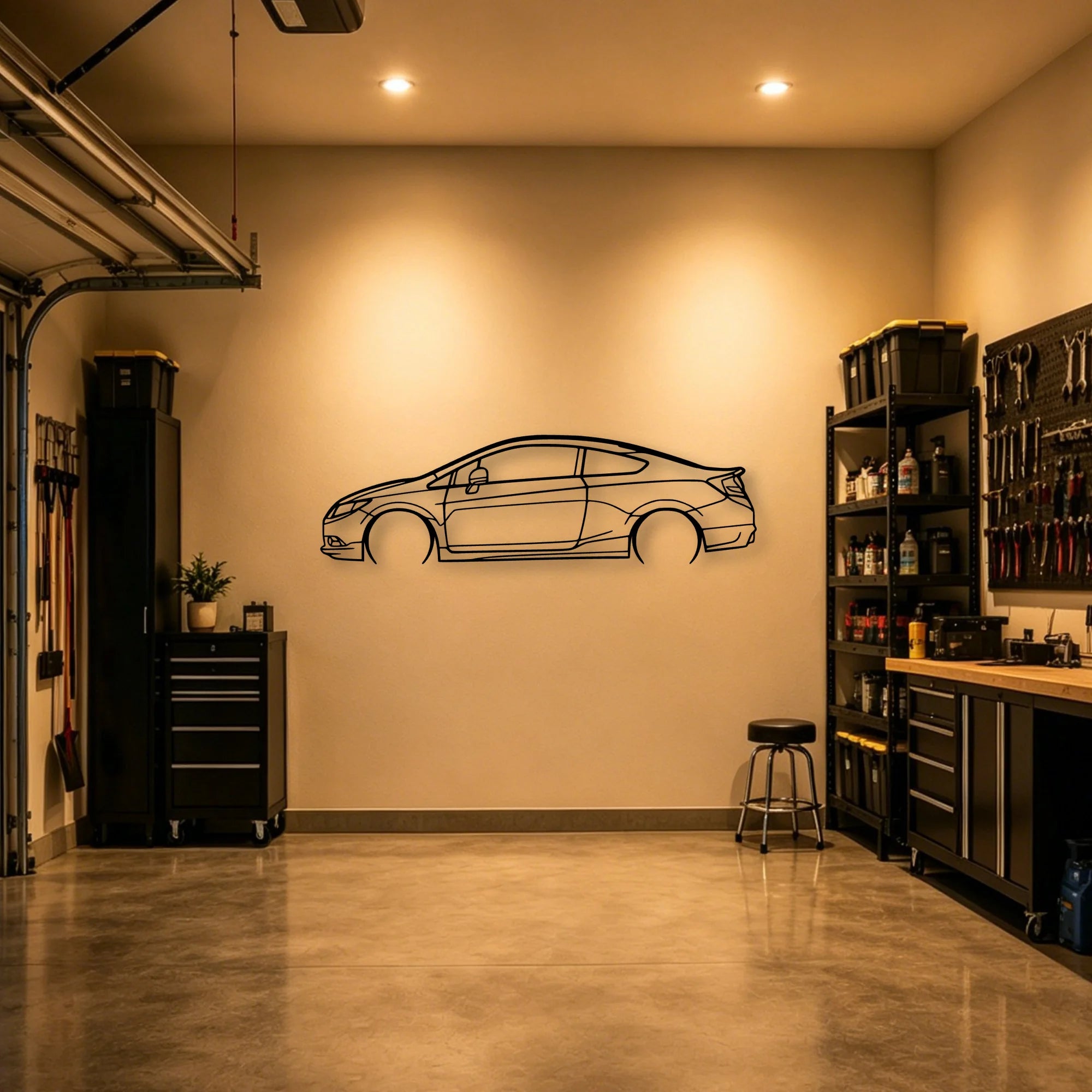 Civic Coupe 2012 Classic Silhouette Metal Wall Art - Automotive Garage Decor